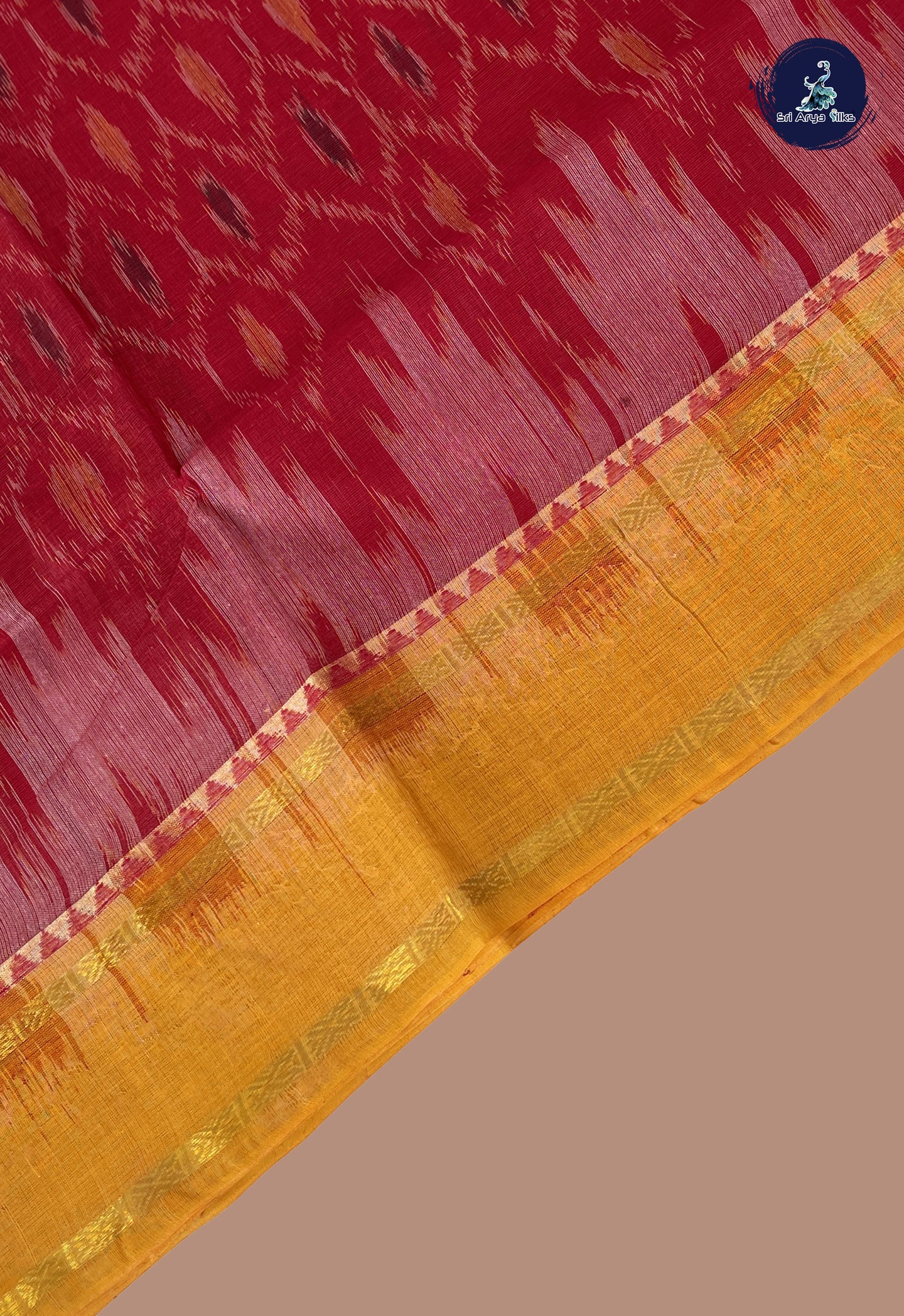 Red Pochampally Saree With Patola Pattern