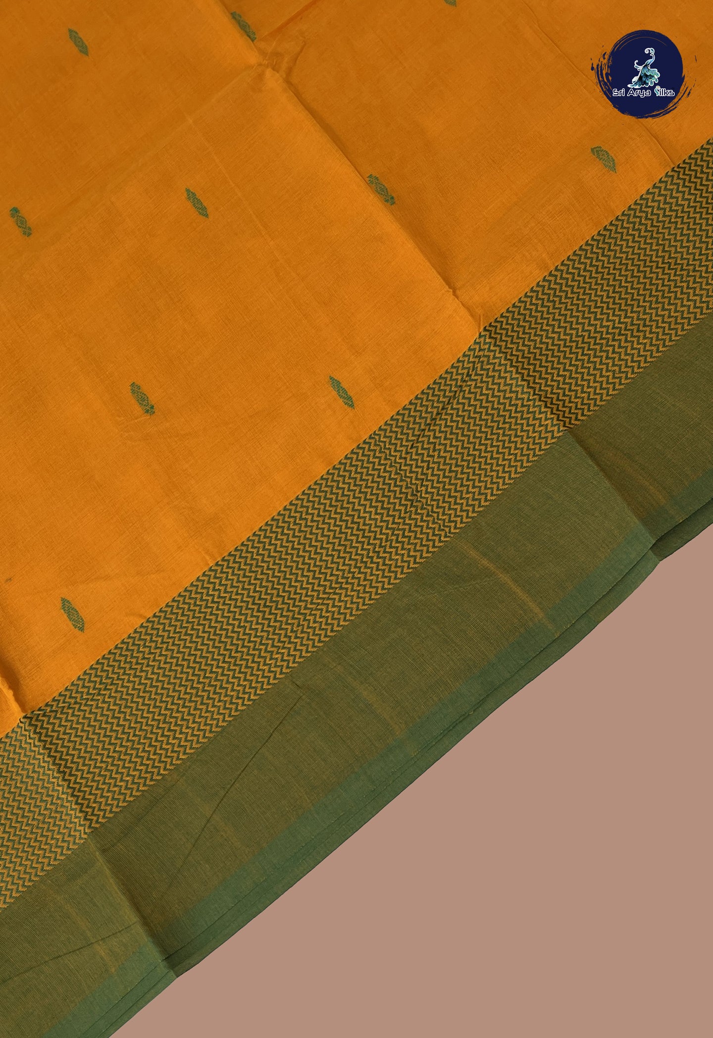 Yellow Chettinad Cotton Saree With Buttas Pattern