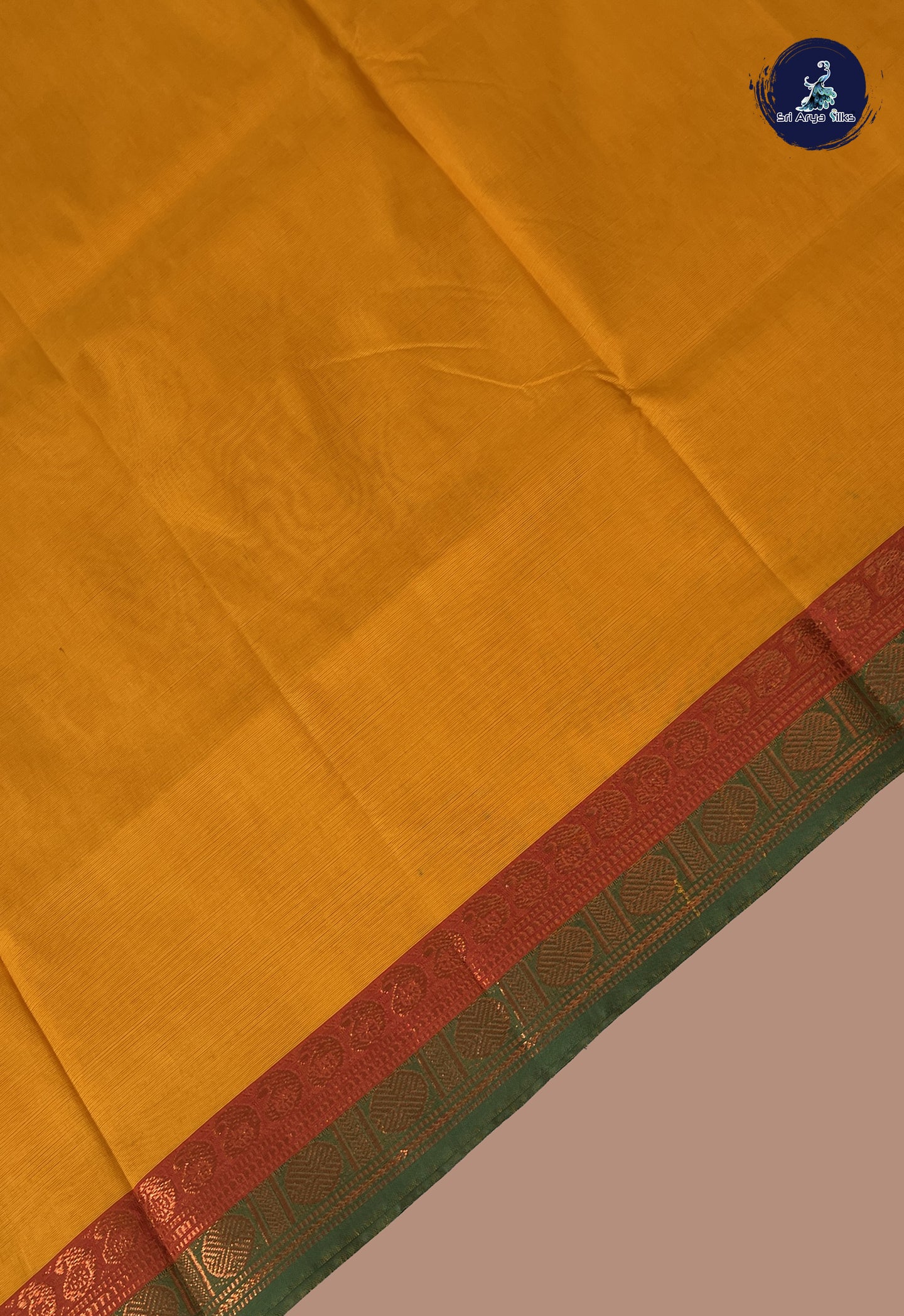 Yellow Chettinad Cotton Saree With Plain Pattern