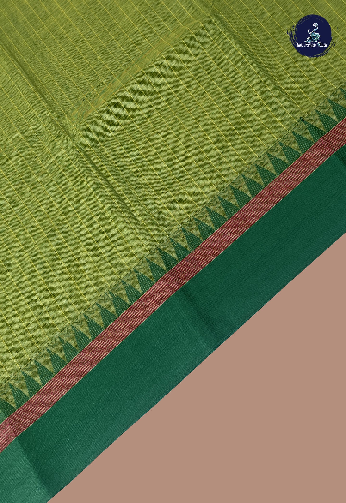 Light Green Kanchi Cotton Saree With Stripes Pattern