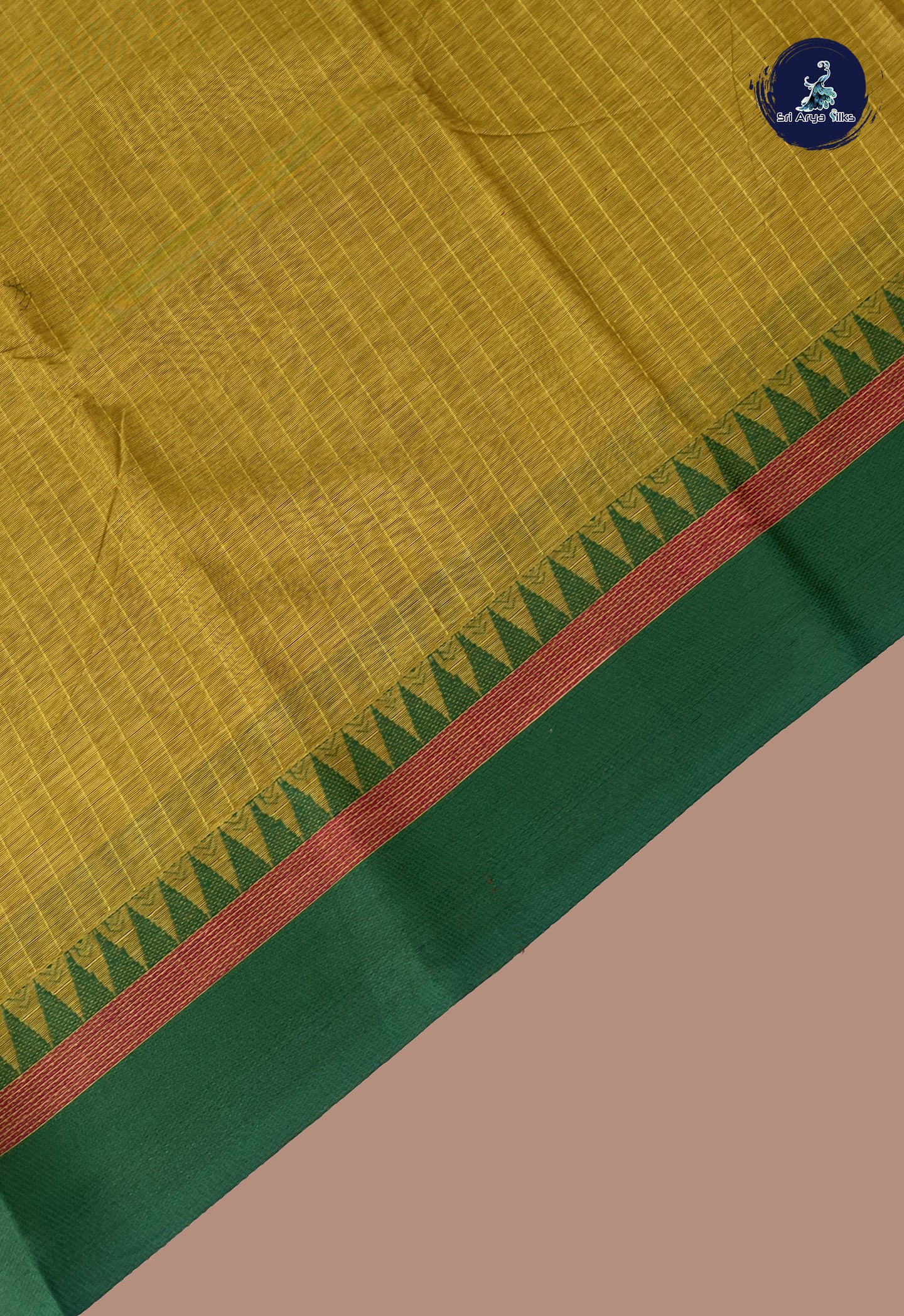 Yellow Kanchi Cotton Saree With Stripes Pattern