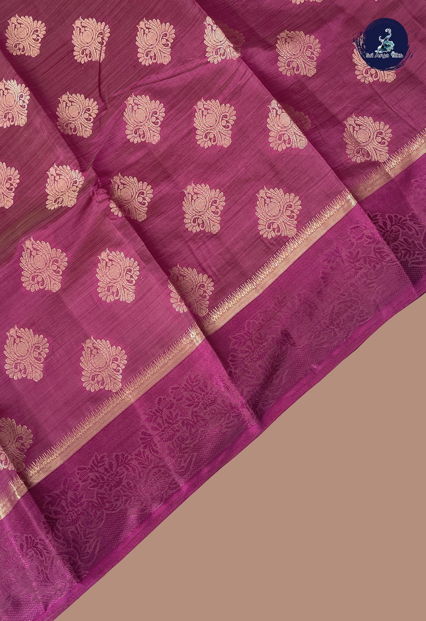 BeetRoot Shade Semi Tussar Saree With Zari Buttas Pattern