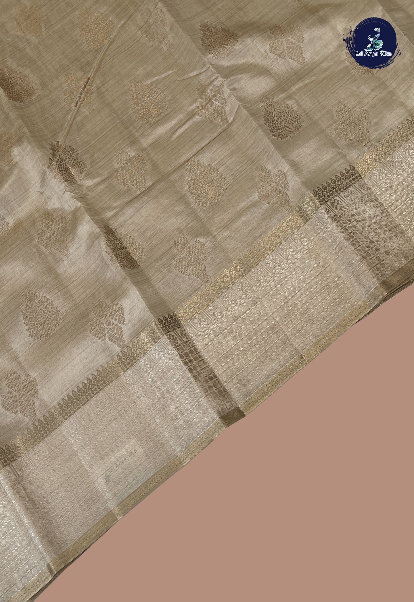 Off White Semi Tussar Saree With Zari Buttas Pattern