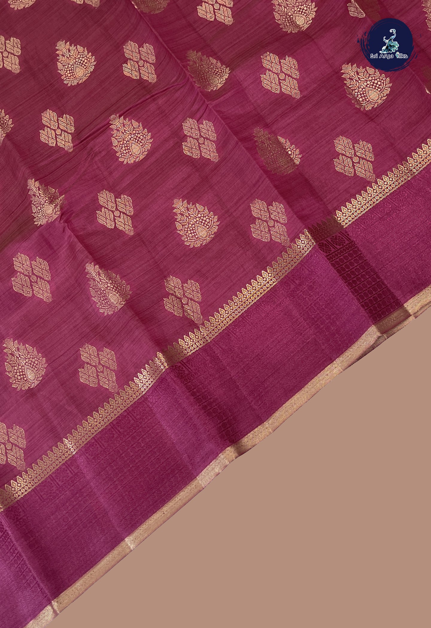 Pink Semi Tussar Saree With Zari Buttas Pattern