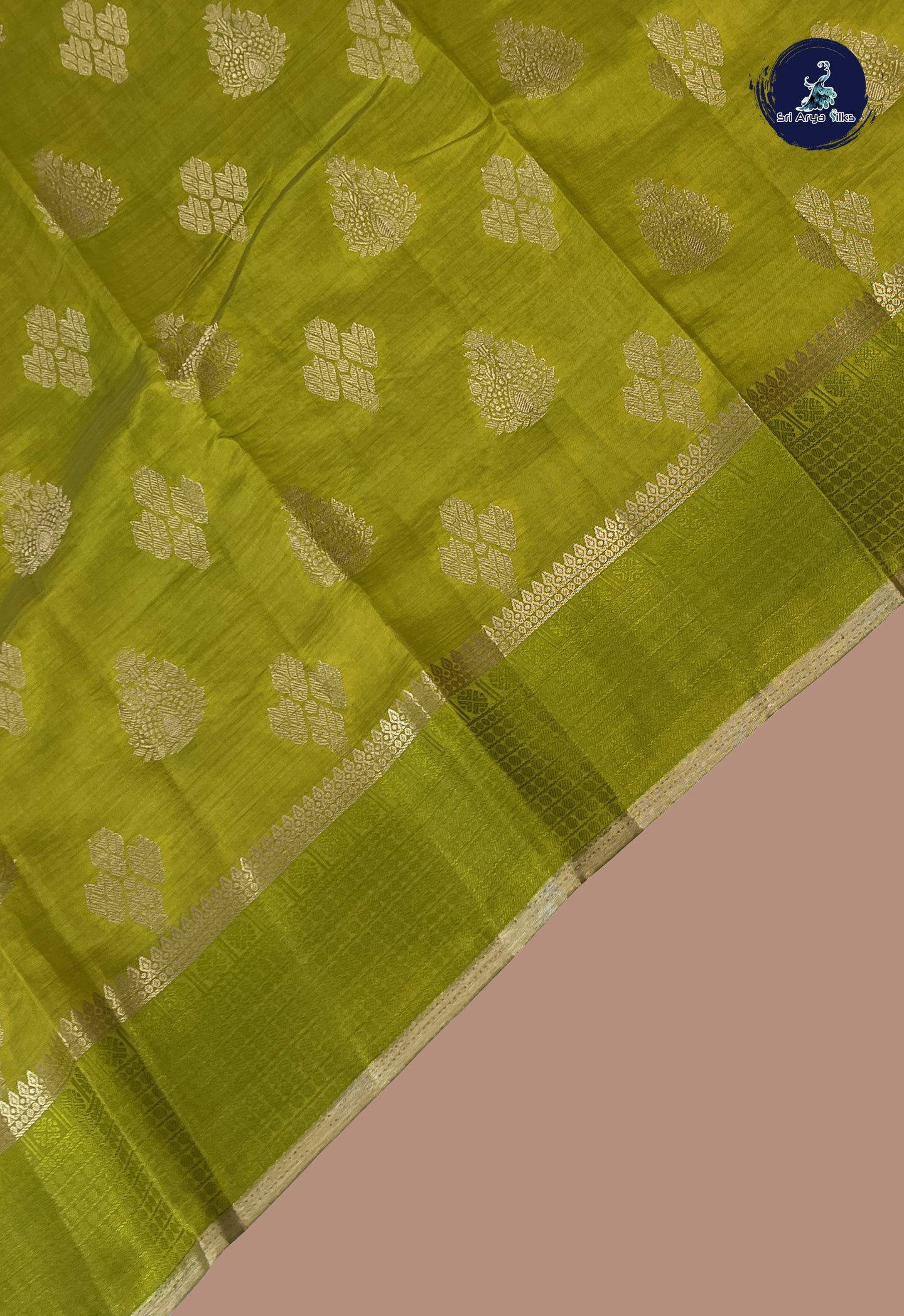 Mehendi Green Semi Tussar Saree With Zari Buttas Pattern