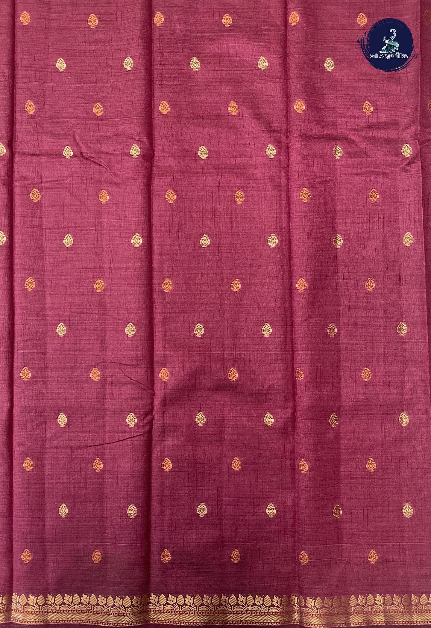 Burgundy Semi Tussar Saree With Zari Buttas Pattern
