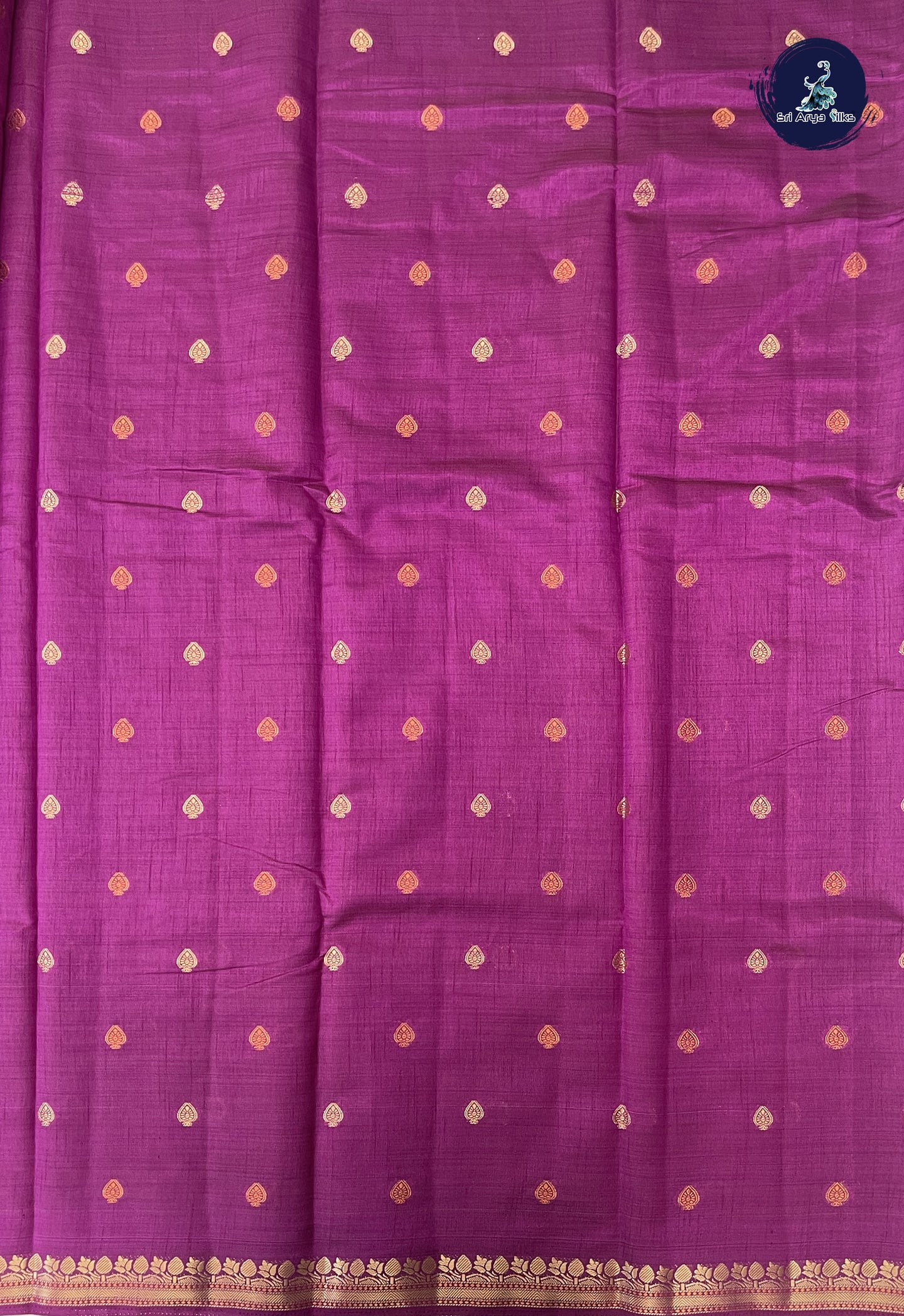 Magenta Purple Semi Tussar Saree With Zari Buttas Pattern