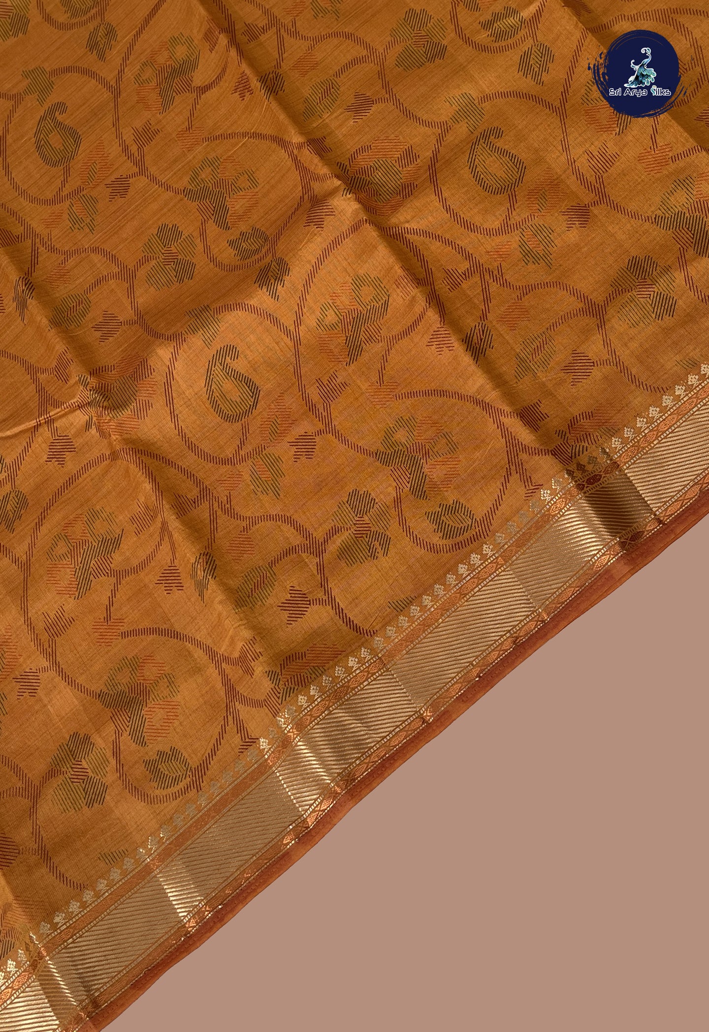 Mustard Yellow Semi Tussar Saree With Printed Pattern