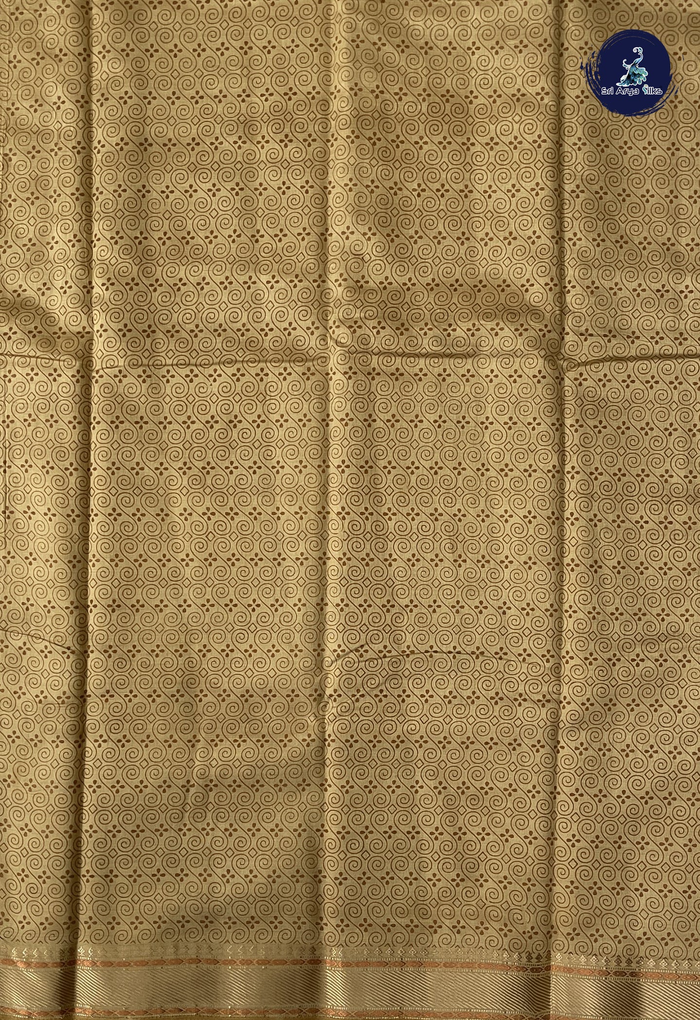 Khaki Semi Tussar Saree With Printed Pattern