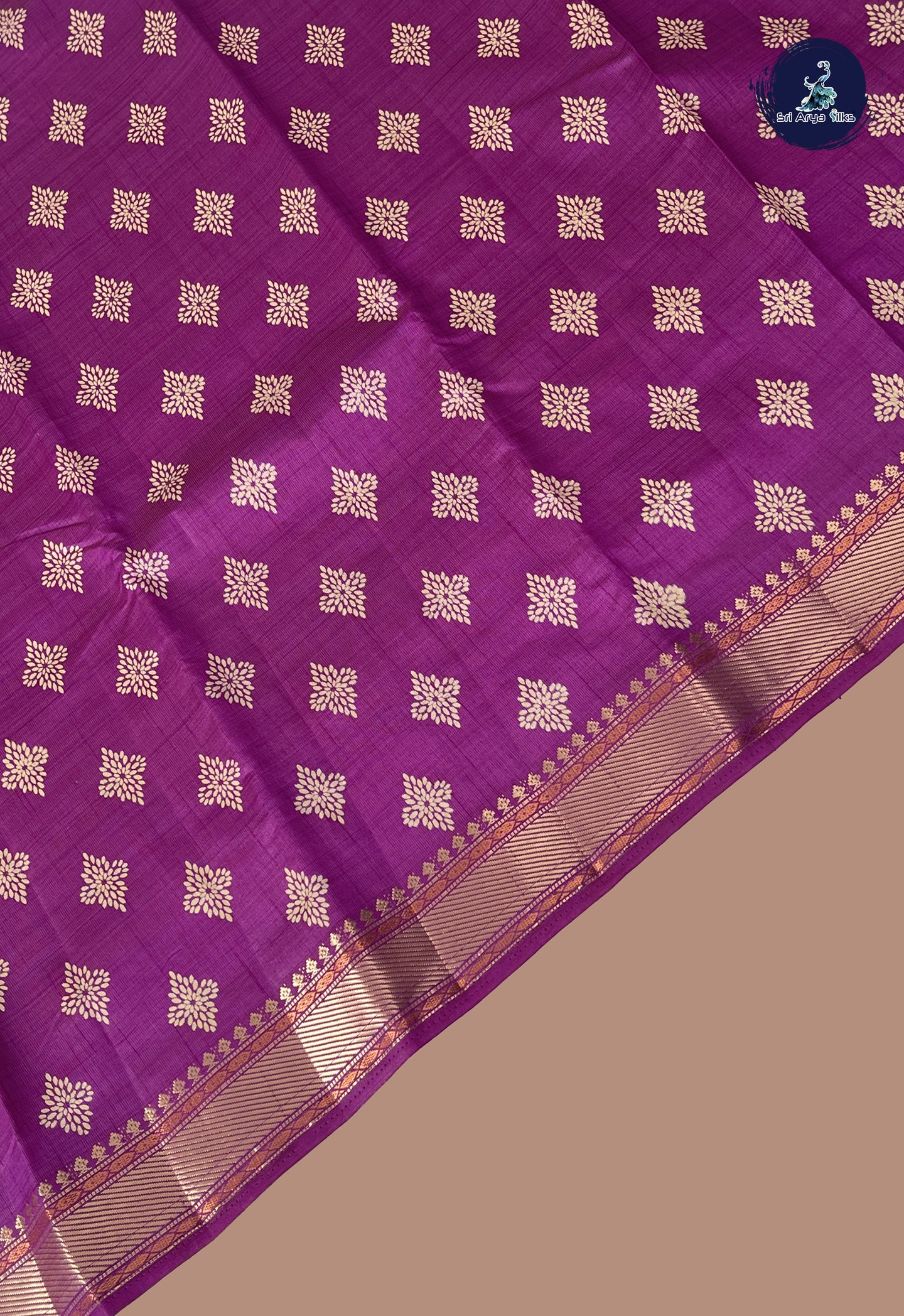 Purple Semi Tussar Saree With Printed Pattern