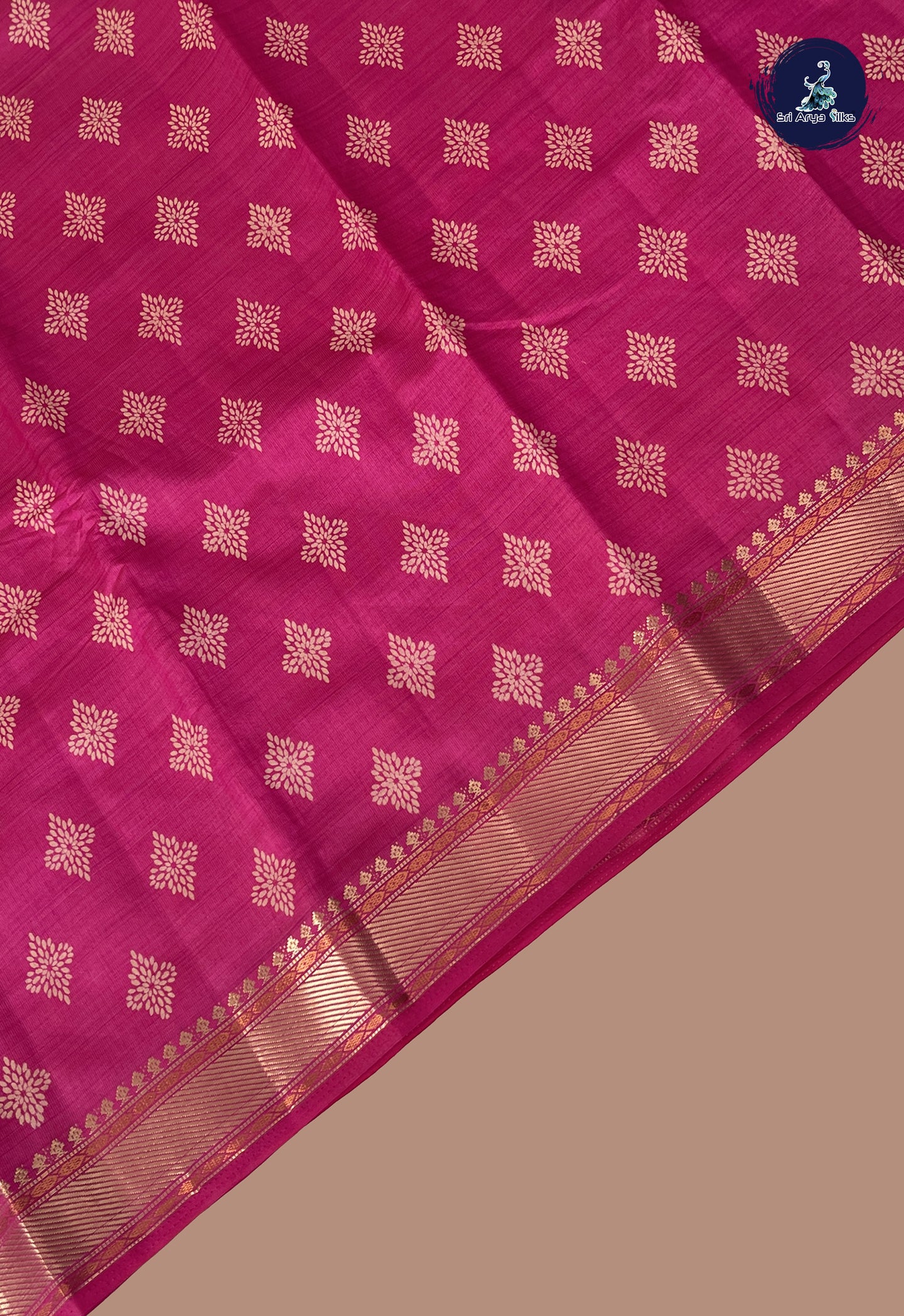 Pink Semi Tussar Saree With Printed Pattern
