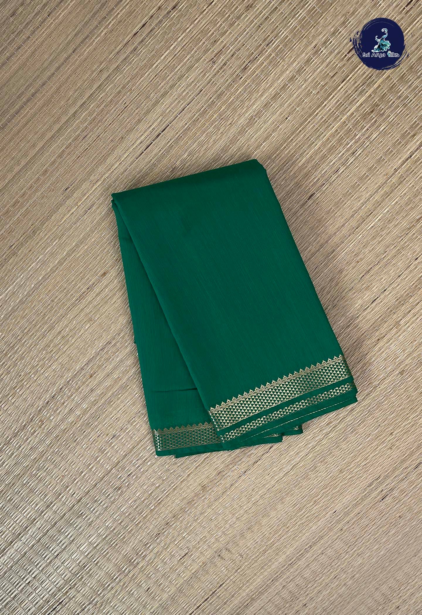Green Budget Semi Silk Cotton Saree With Plain Pattern