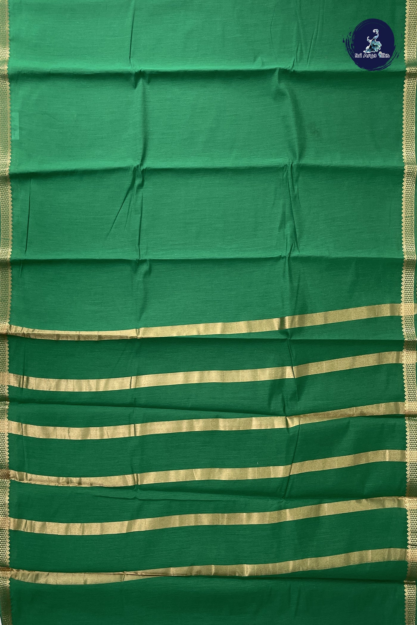 Green Budget Semi Silk Cotton Saree With Plain Pattern