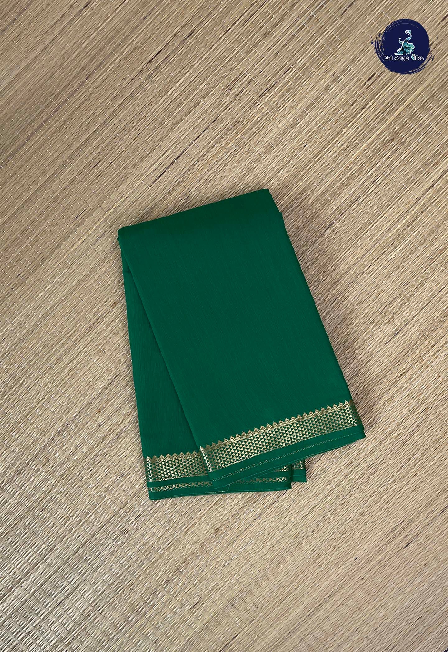Green Budget Semi Silk Cotton Saree With Plain Pattern