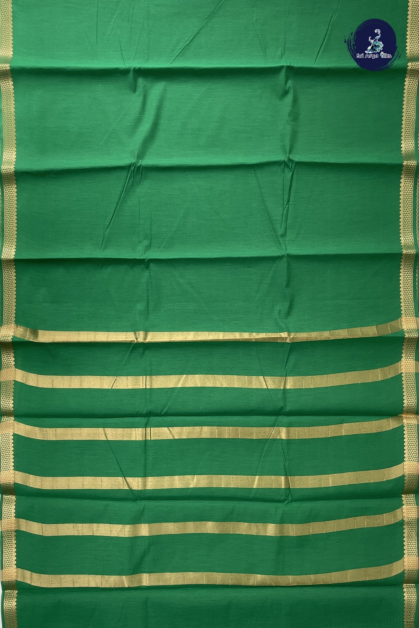 Green Budget Semi Silk Cotton Saree With Plain Pattern