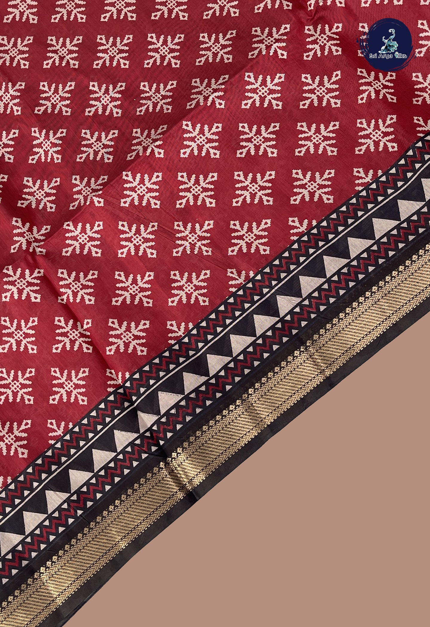 Maroon Semi Chanderi Saree With Printed Pattern