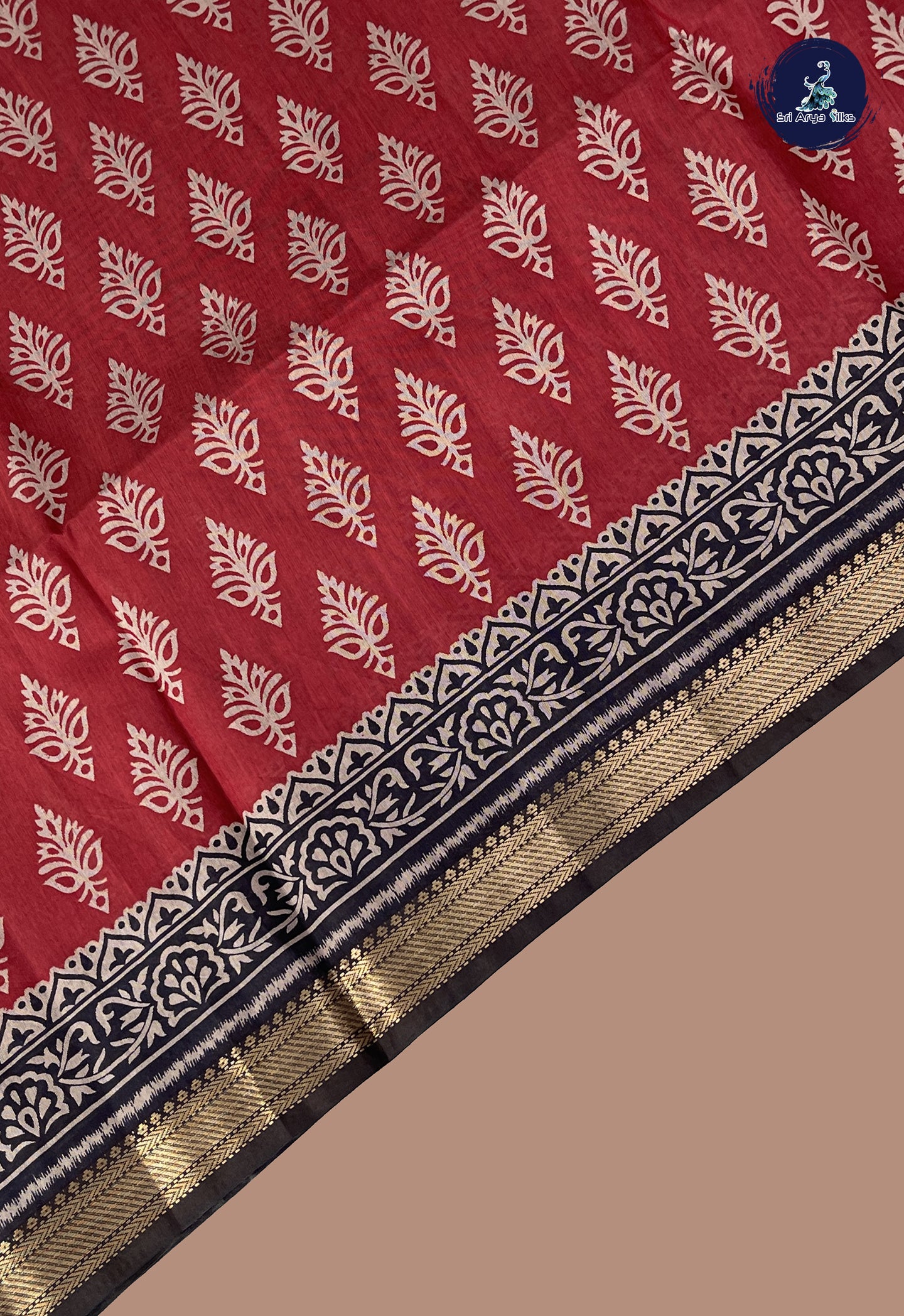 Maroon Semi Chanderi Saree With Printed Pattern