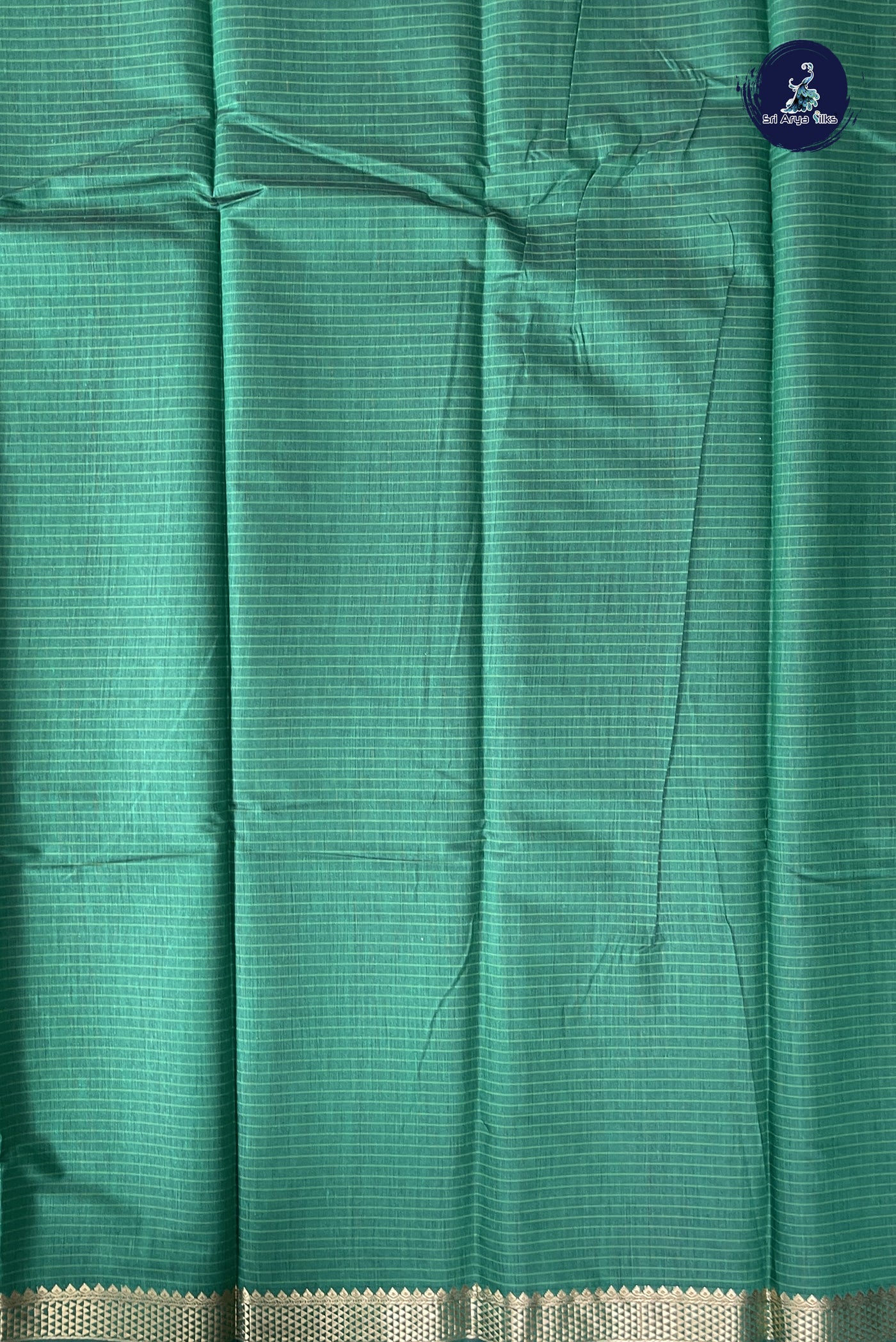 Dark Green Checked Saree With Checked Pattern