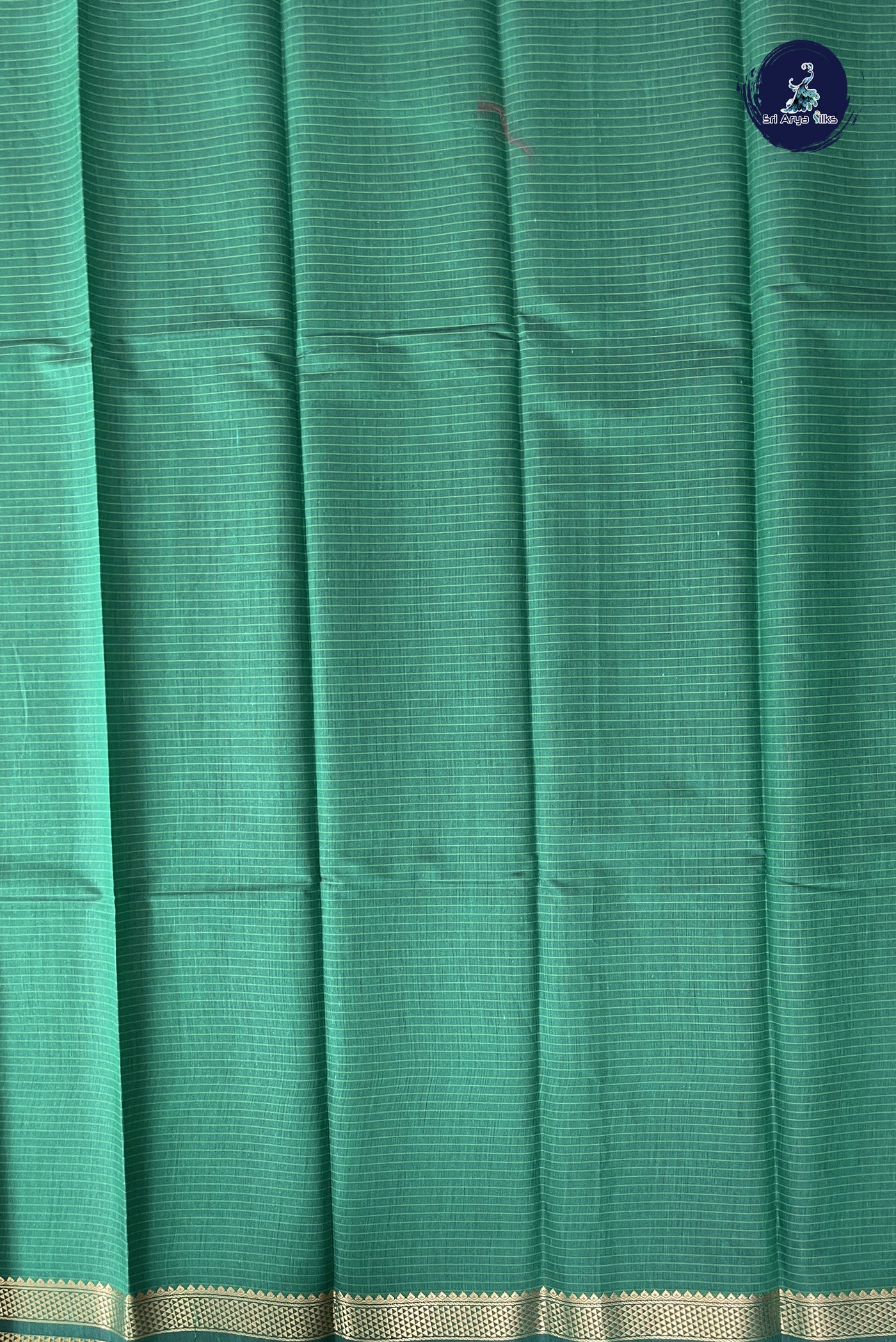 Dark Green Checked Saree With Checked Pattern