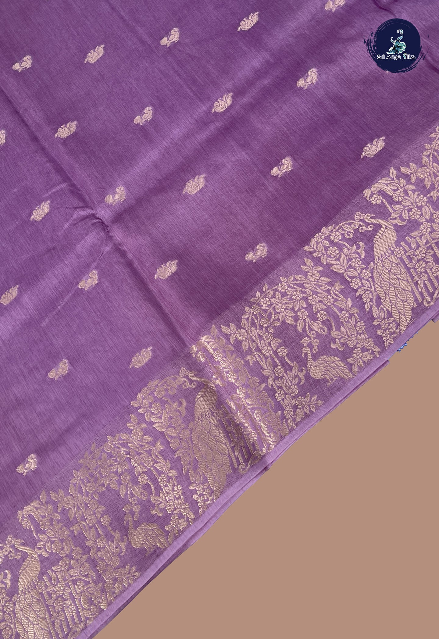 Lavender Semi Banarasi Saree With Zari Buttas Pattern