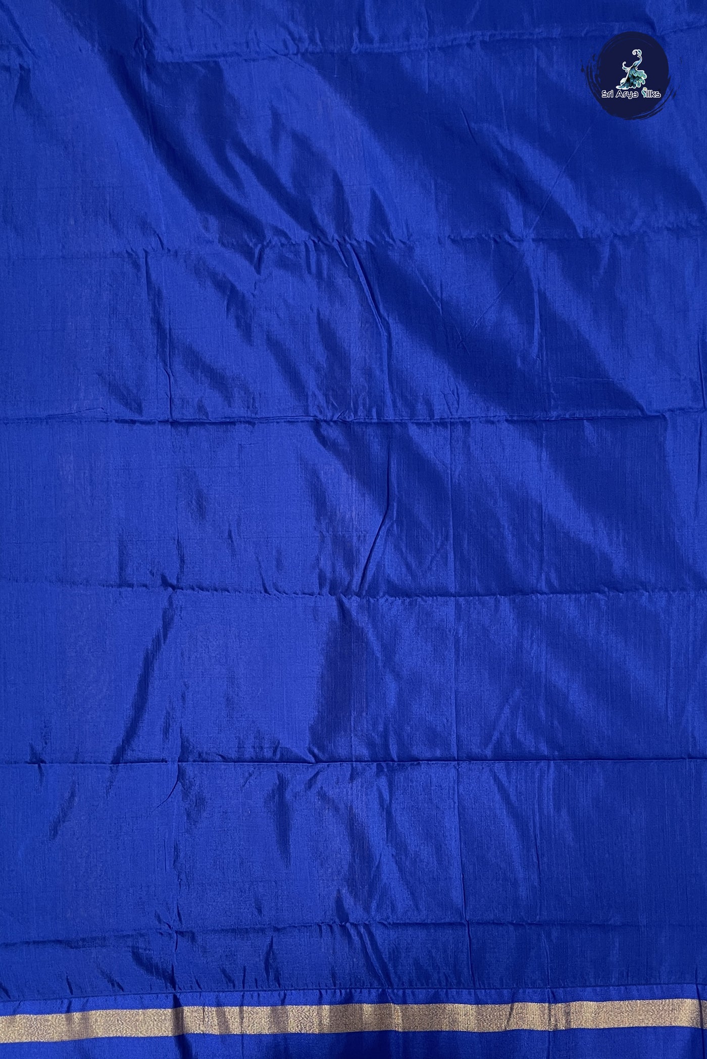 Copper Sulphate Blue Budget Semi Silk Cotton Saree With Stripes Pattern