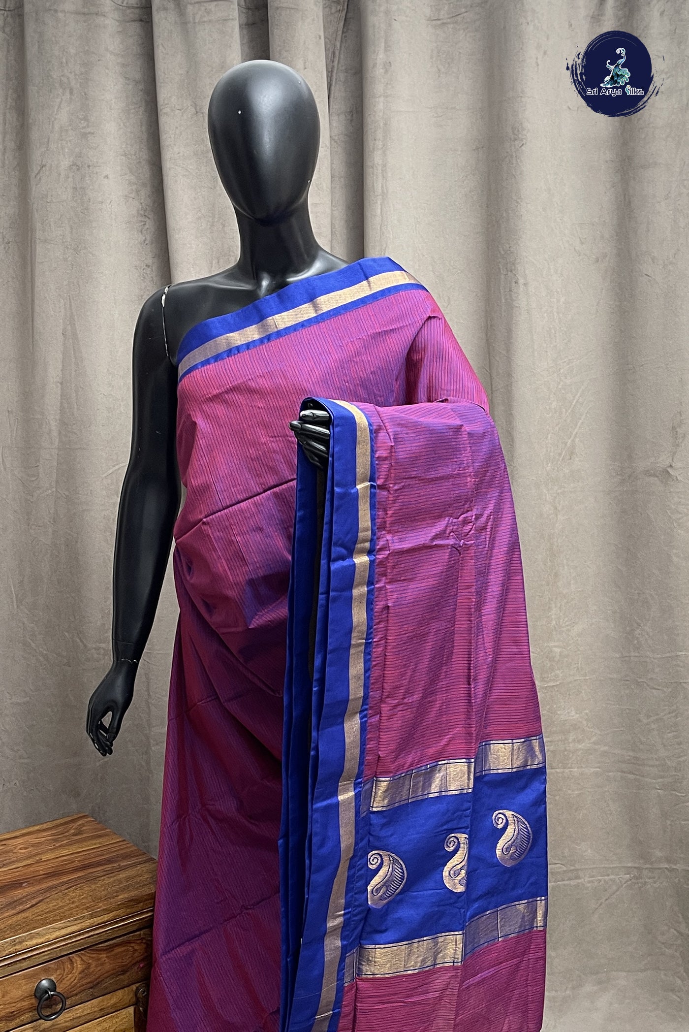 BeetRoot Shade Budget Semi Silk Cotton Saree With Printed Pattern