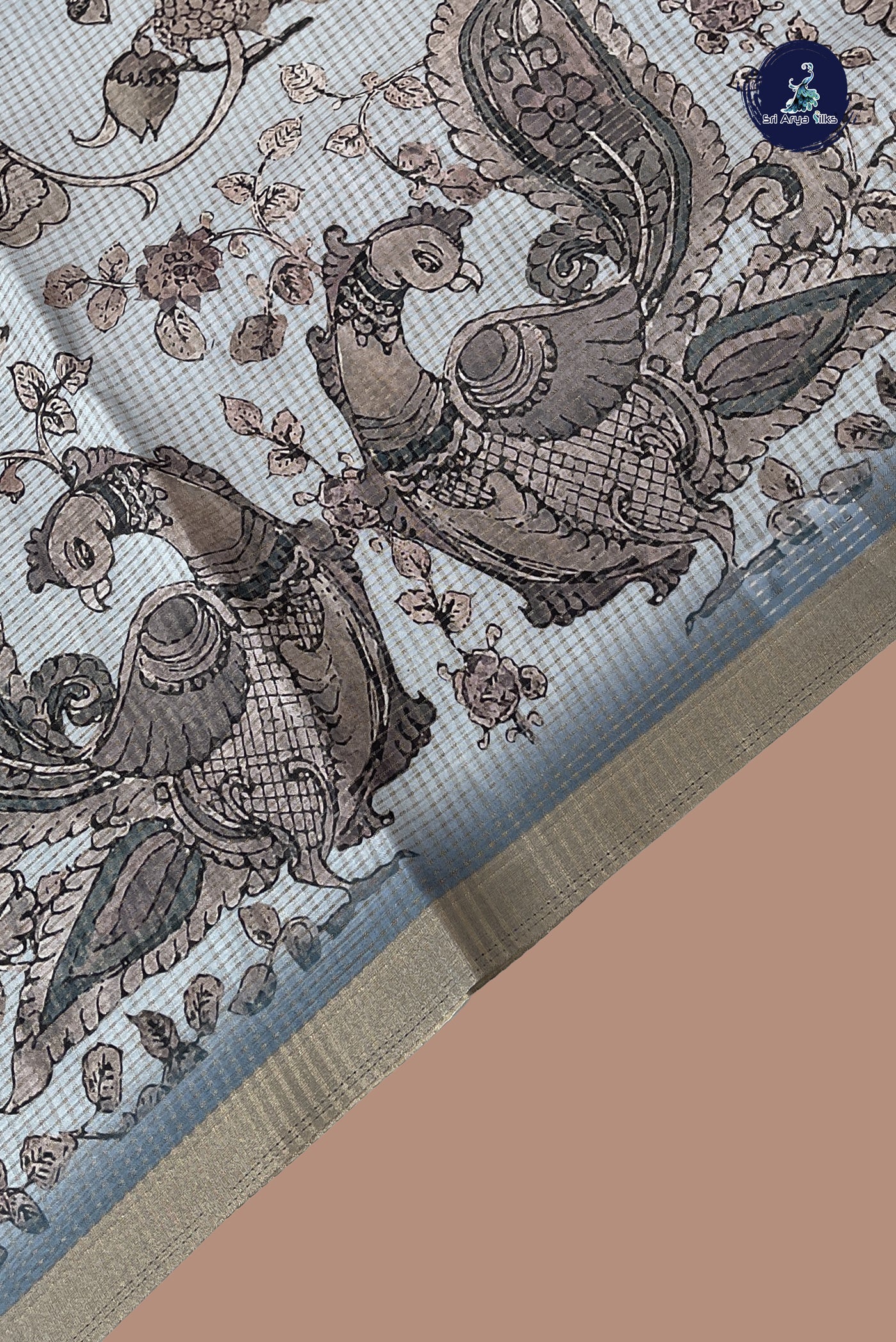 Pastel Shade Semi Tussar Saree With Printed Pattern