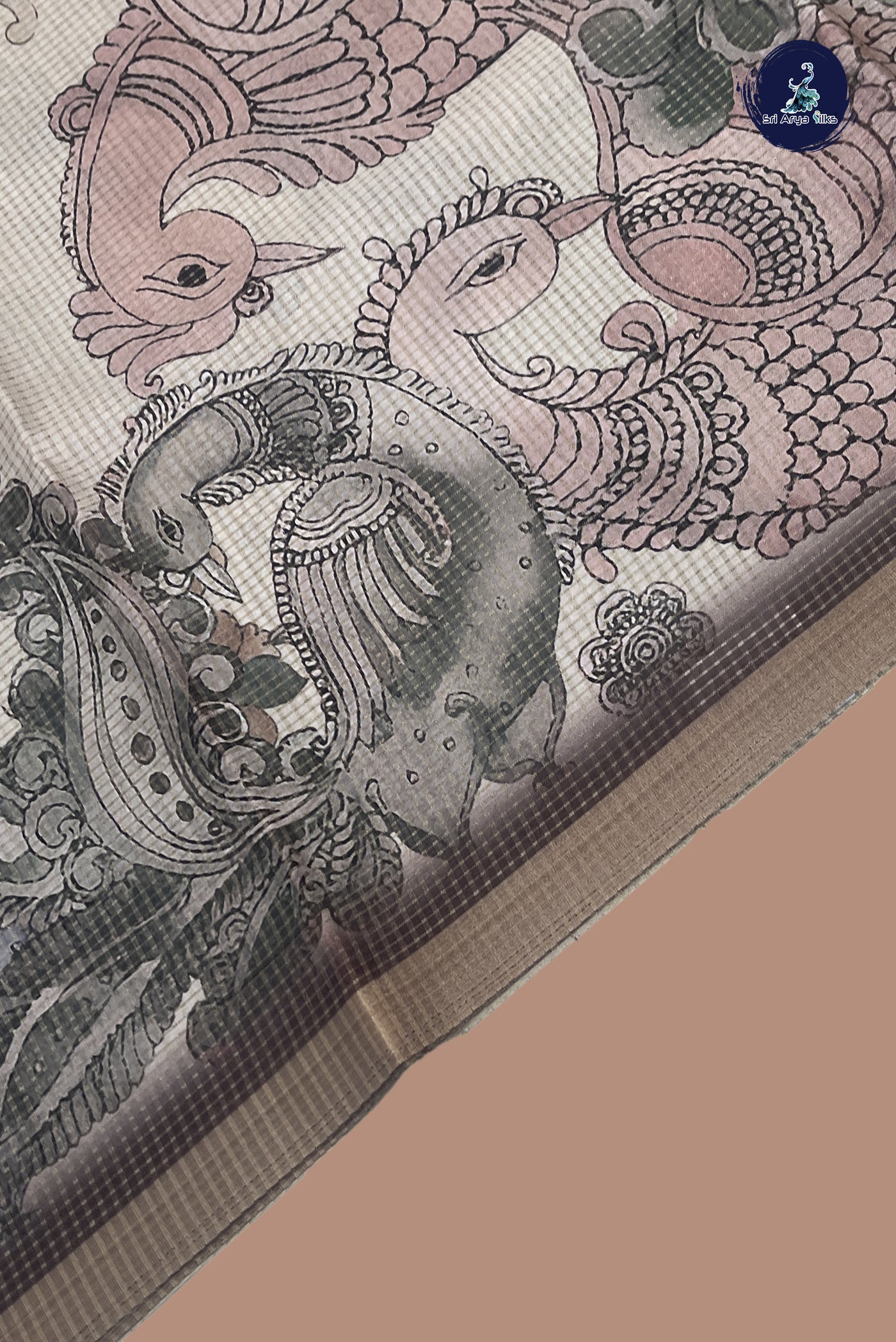 Pastel Shade Semi Tussar Saree With Printed Pattern