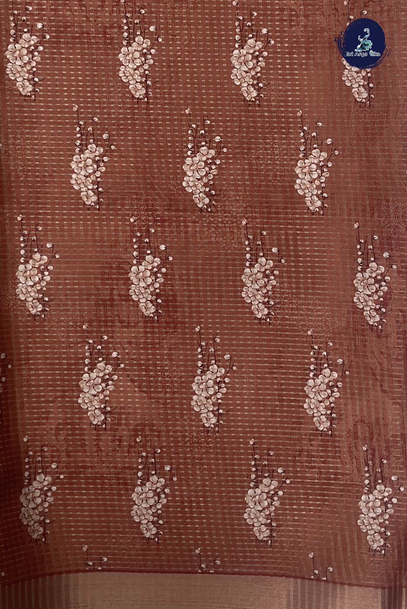 Brown Semi Tussar Saree With Printed Pattern