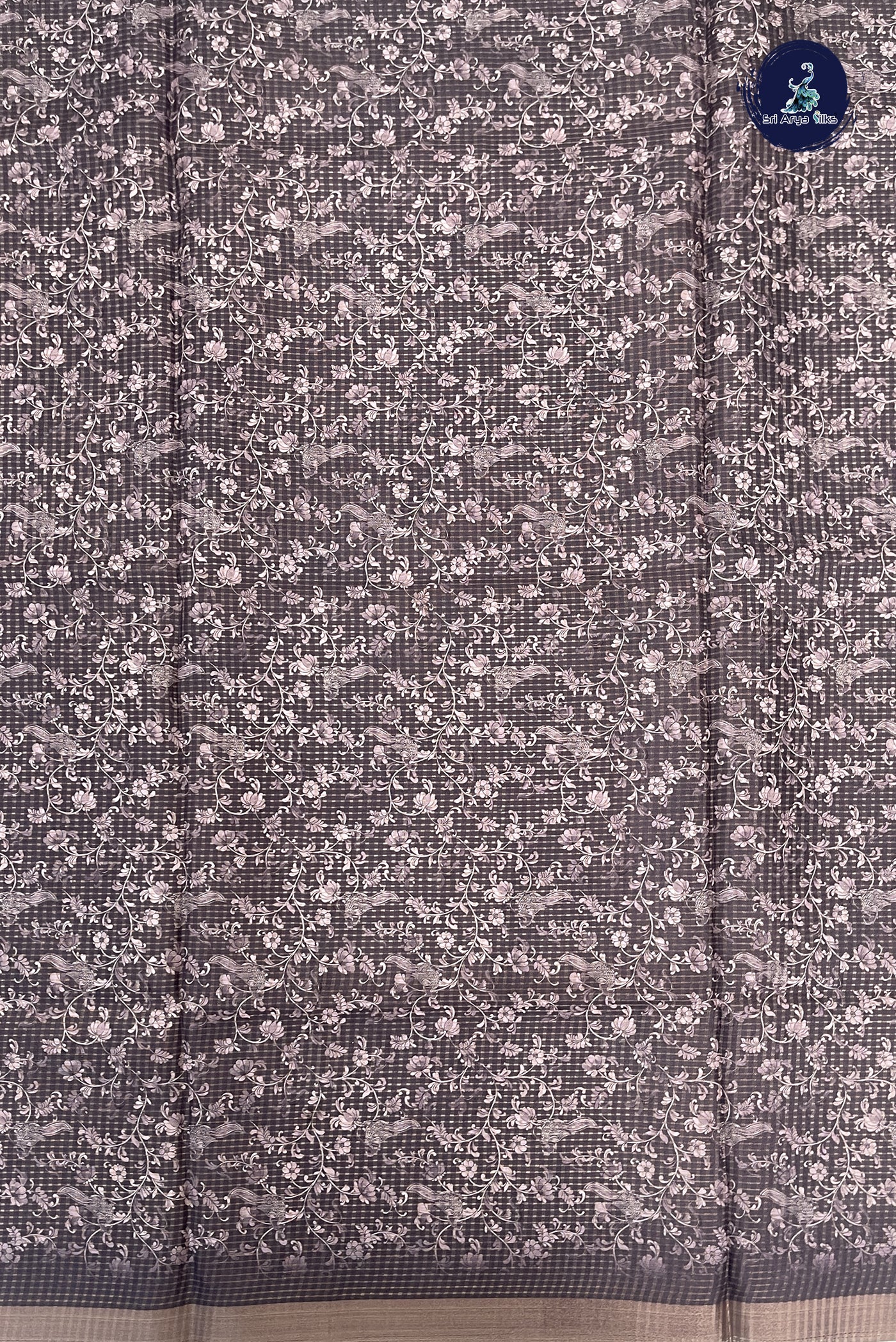 Fawn Semi Tussar Saree With Printed Pattern