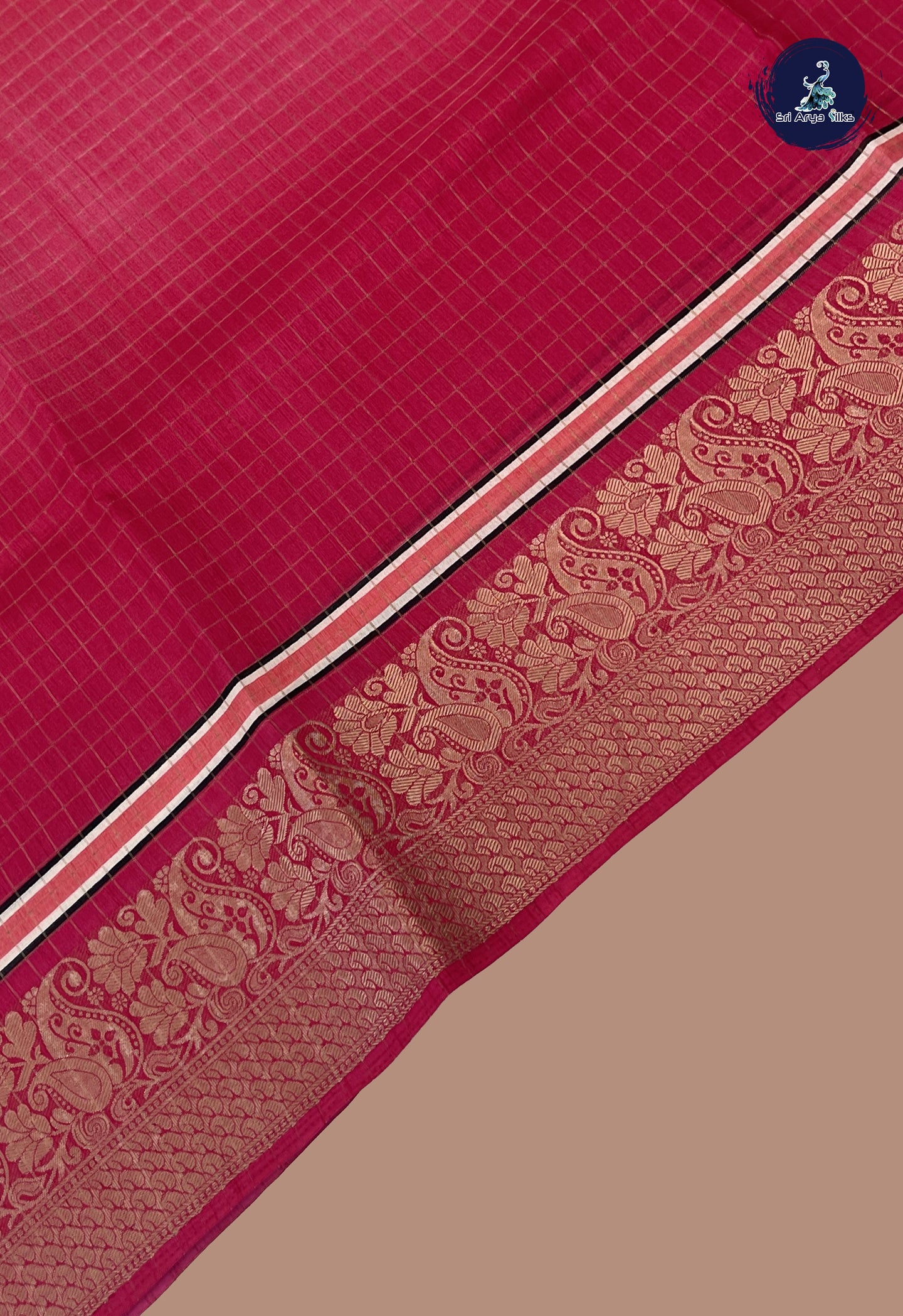 Multi Colour Semi Raw Silk Saree With Checked Pattern
