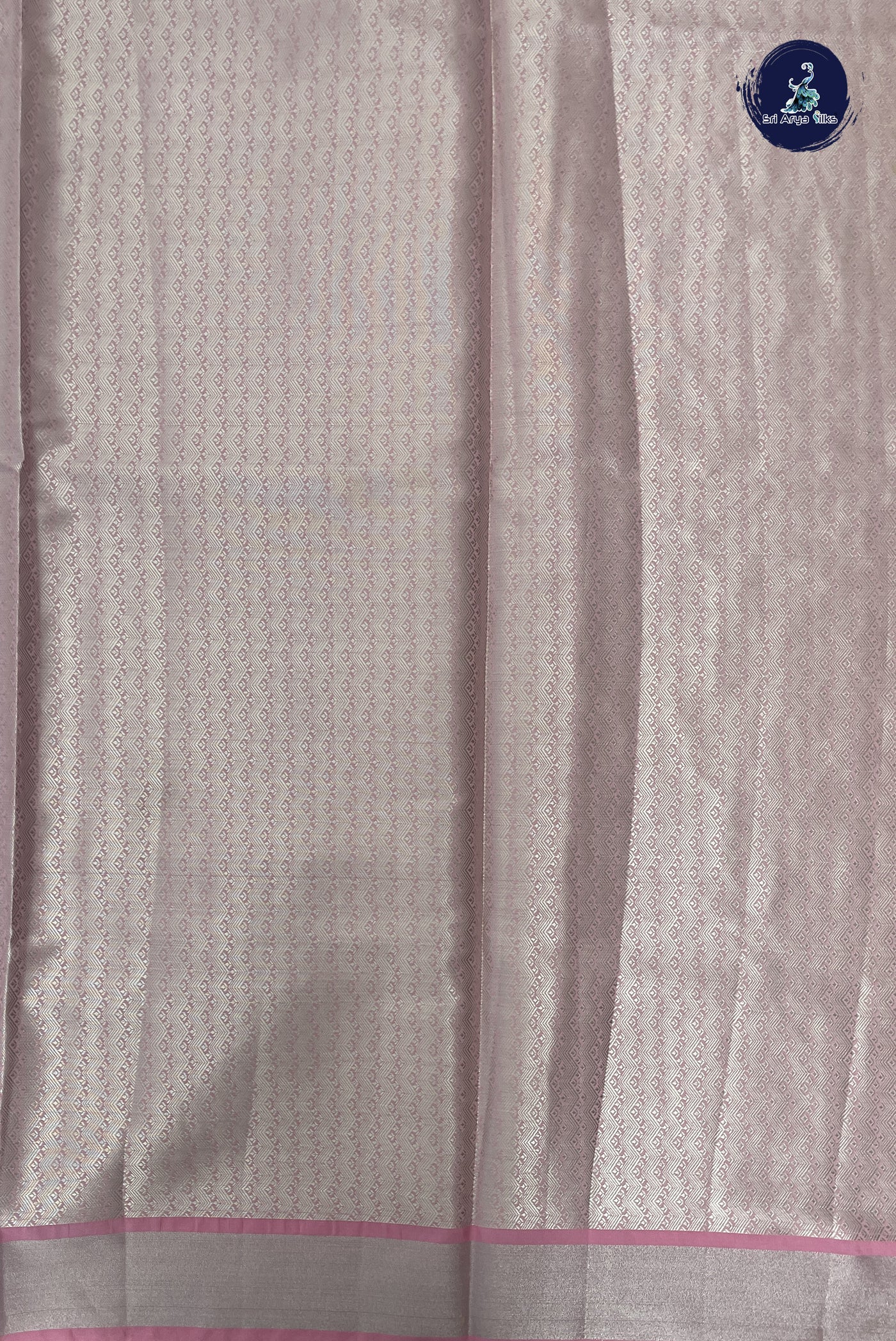 Light Pink Semi Banarasi Saree With Zari Woven Pattern