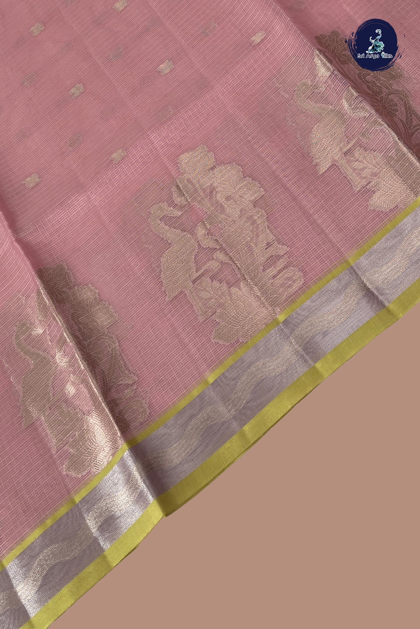 Pink Semi Banarasi Saree With Zari Buttas Pattern