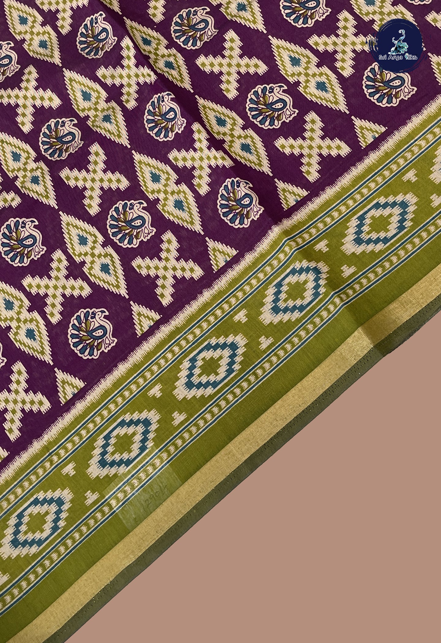 Jamun Mangalgiri Cotton Saree With Printed Pattern