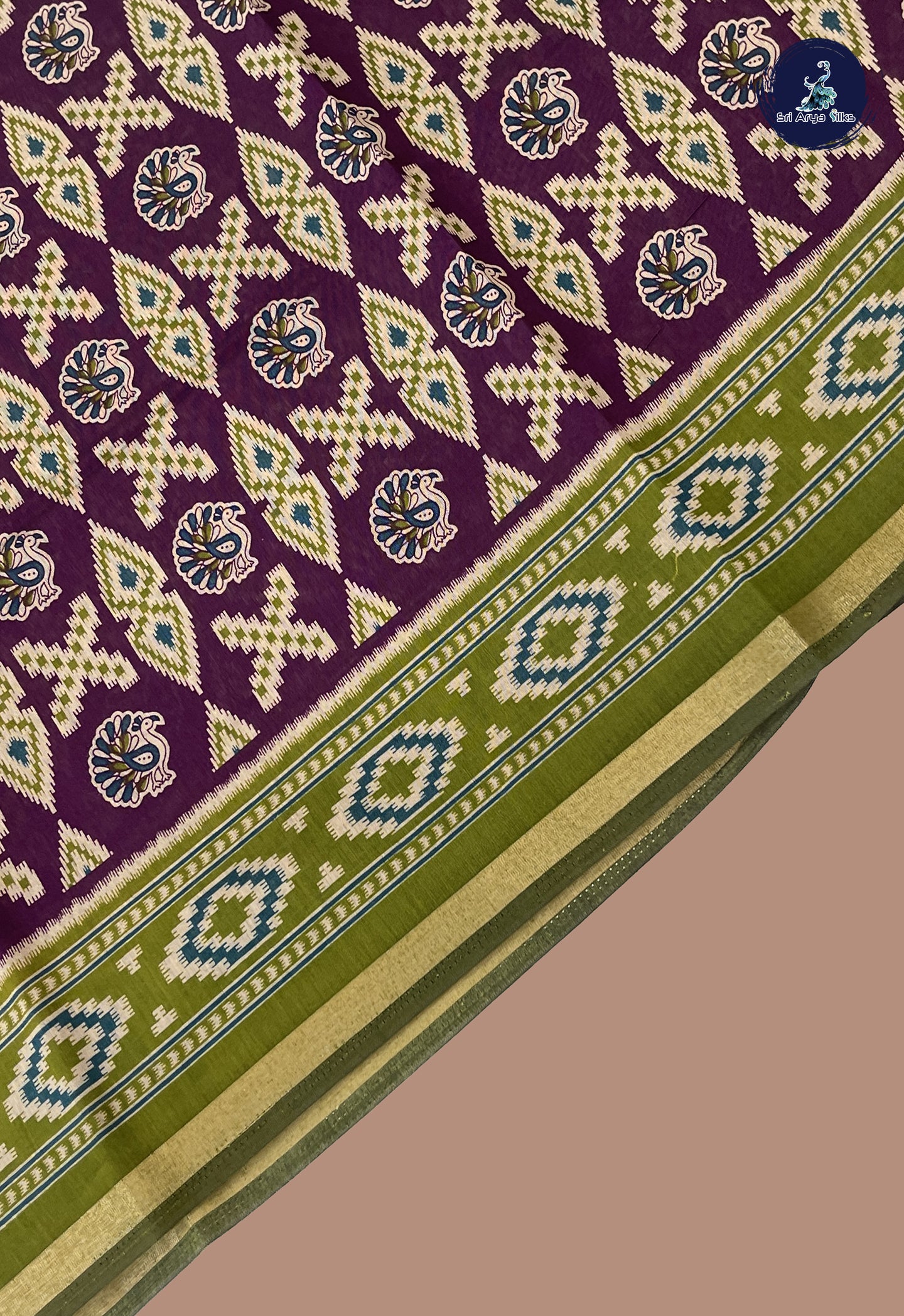 Jamun Mangalgiri Cotton Saree With Printed Pattern