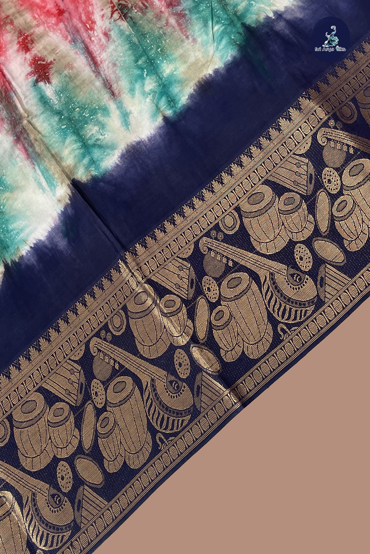 Multi Colour Semi Grape Silk Saree With Shibori Print Pattern