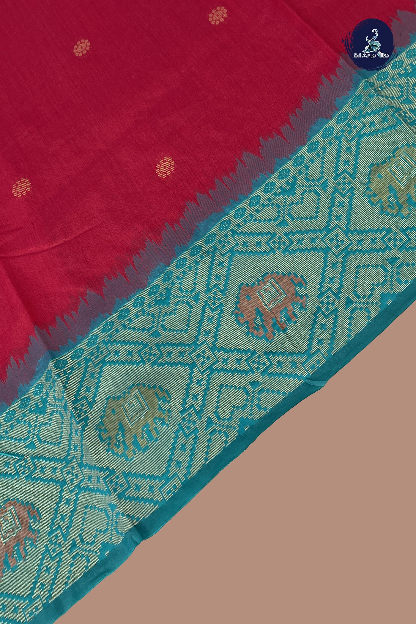 Red Semi Raw Silk Saree With Zari Buttas Pattern