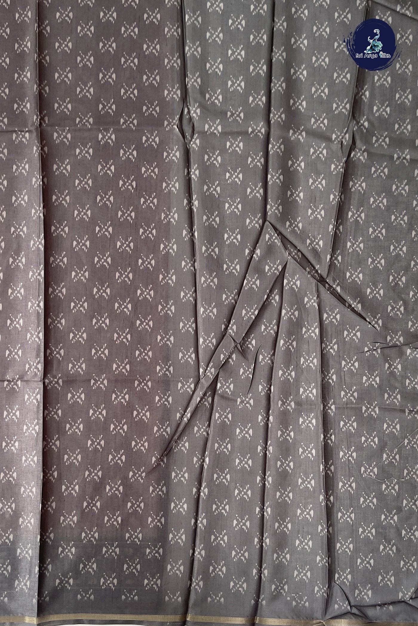 Peach Pink Semi Grape Silk Saree With Ikat Pattern