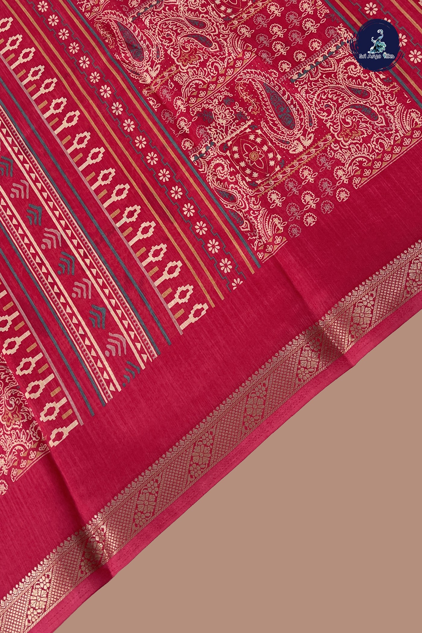 Pink Semi Grape Silk Saree With Printed Pattern
