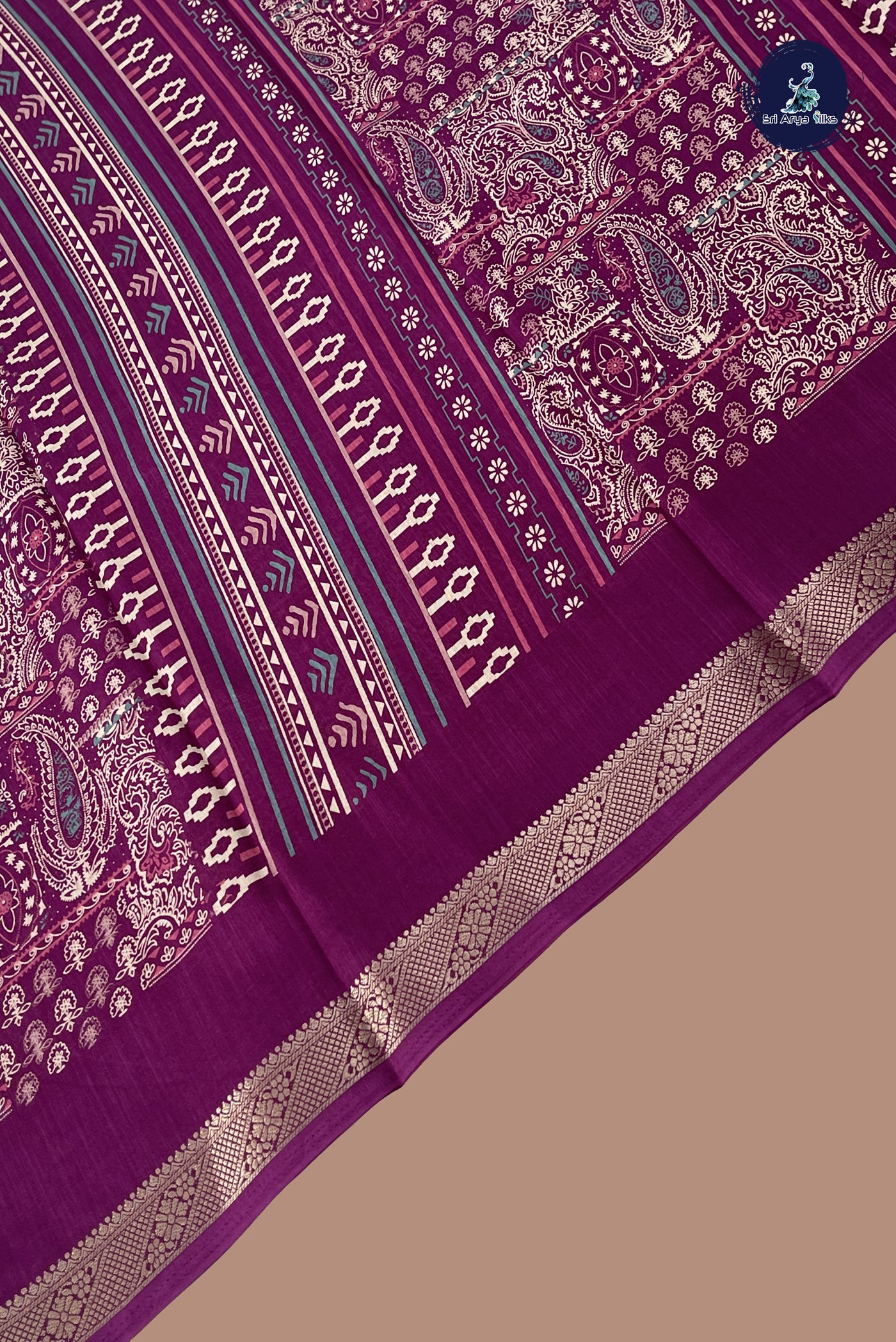 Jamun Semi Grape Silk Saree With Printed Pattern