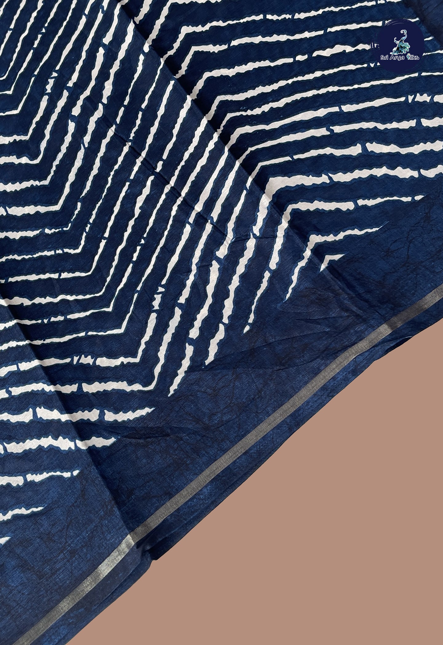 Dark Blue Semi Grape Silk Saree With Printed Pattern