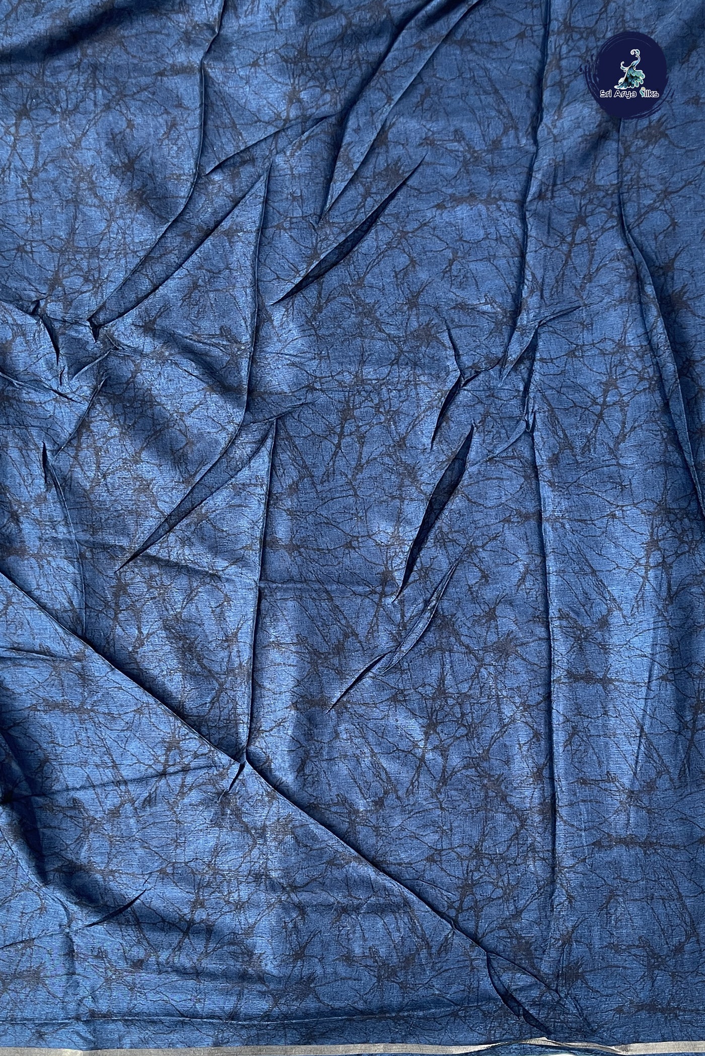 Dark Blue Semi Grape Silk Saree With Printed Pattern