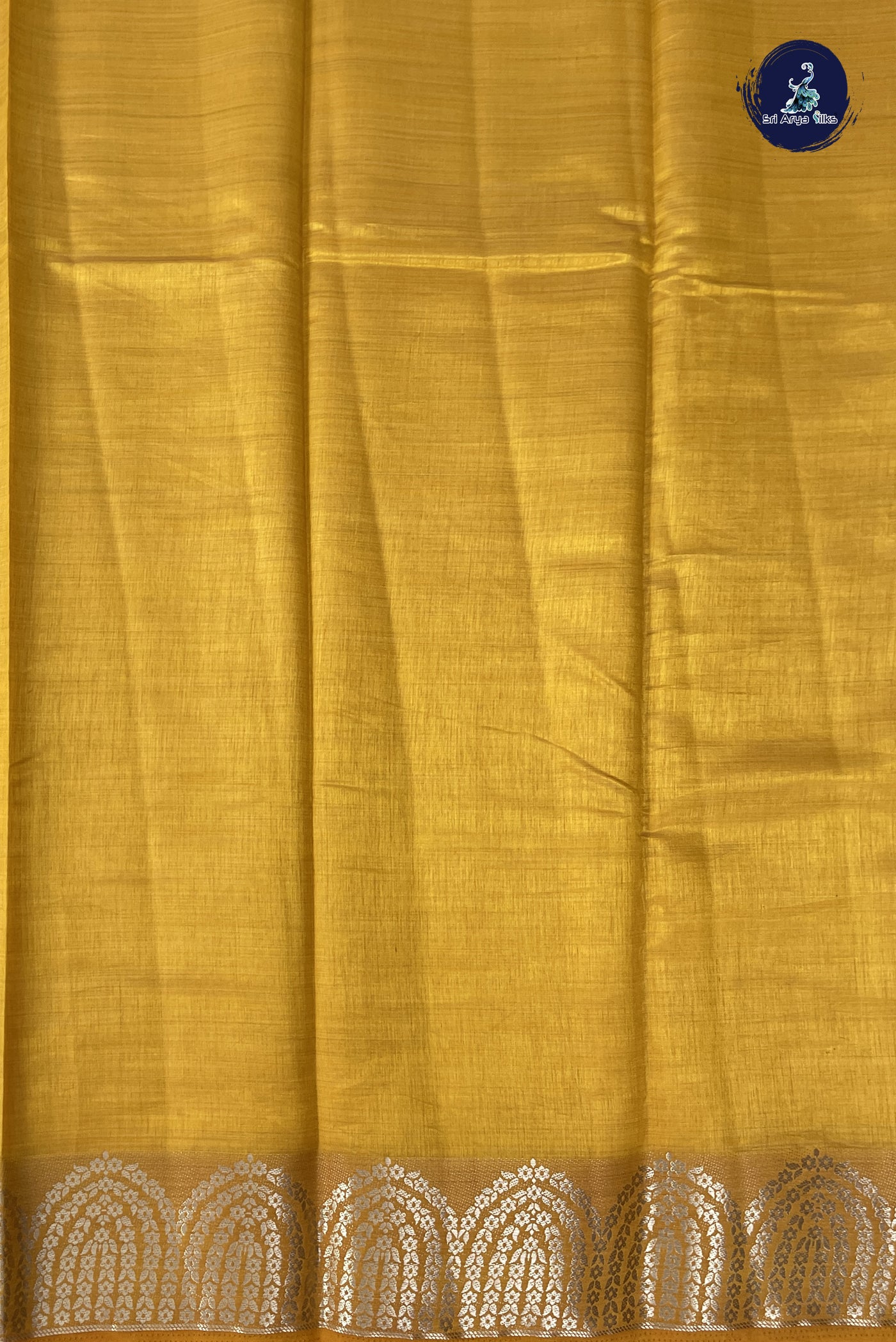 Mustard Semi Tussar Saree With Plain Pattern