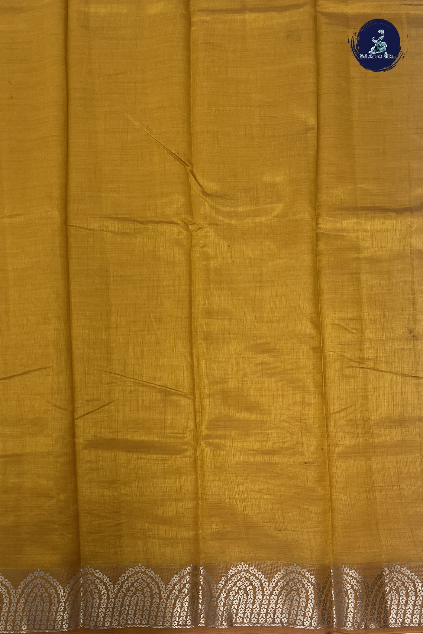 Mustard Semi Tussar Saree With Plain Pattern