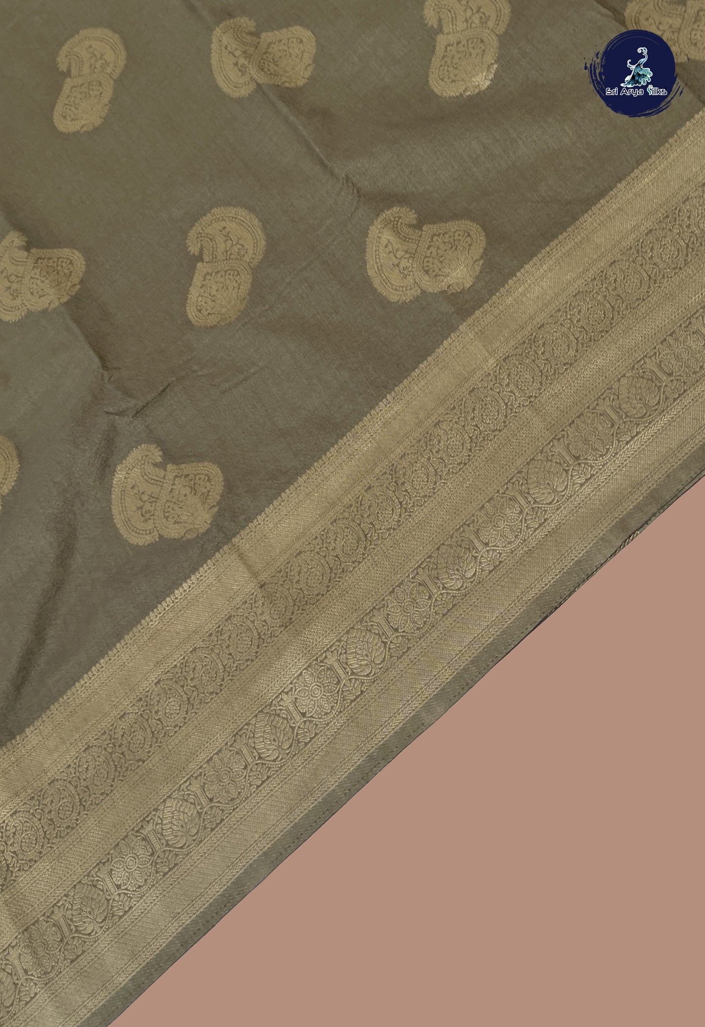 Grey Georgette Banarasi Saree With Zari Buttas Pattern