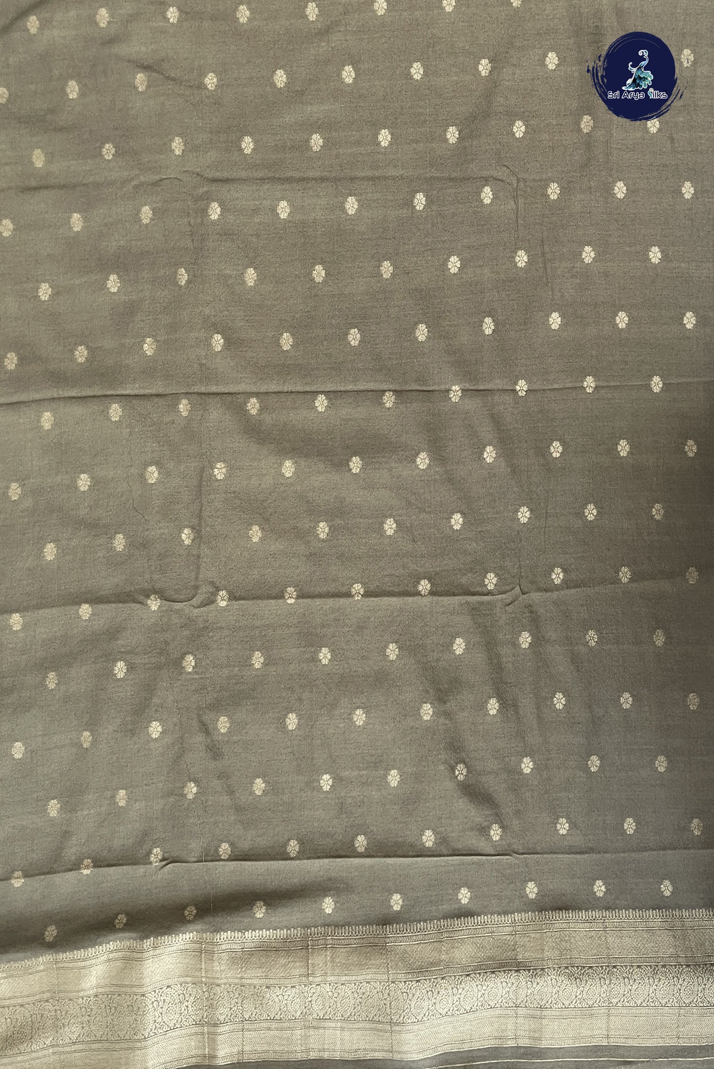 Grey Georgette Banarasi Saree With Zari Buttas Pattern