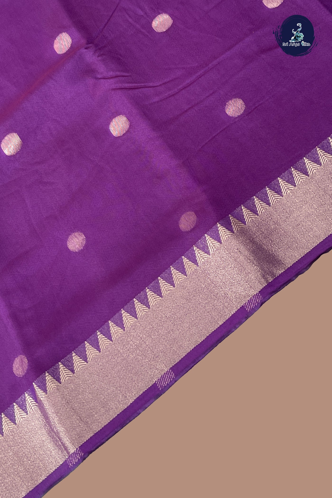 Dark Violet Semi Tussar Saree With Embossed Pattern