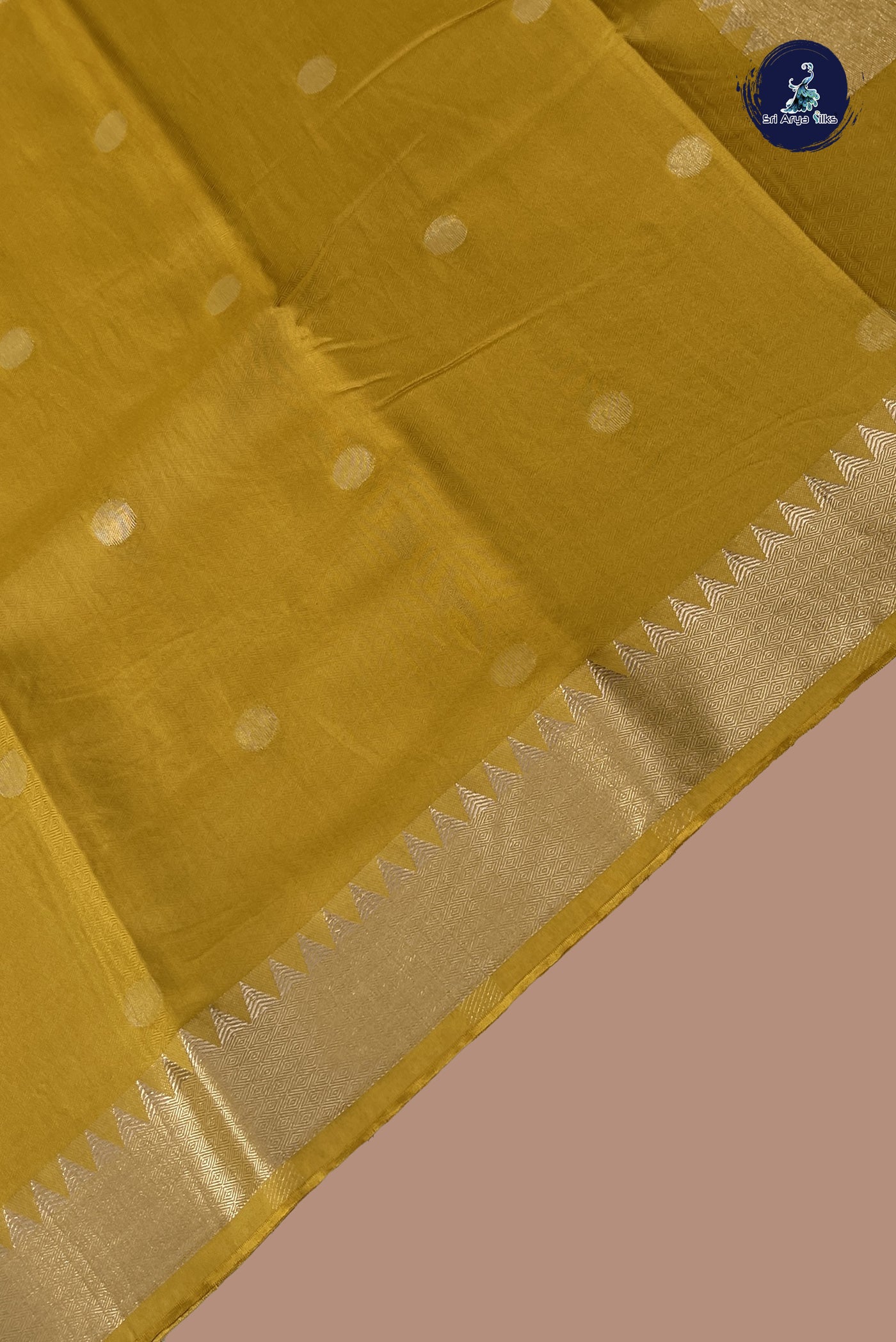 Yellow Semi Tussar Saree With Embossed Pattern
