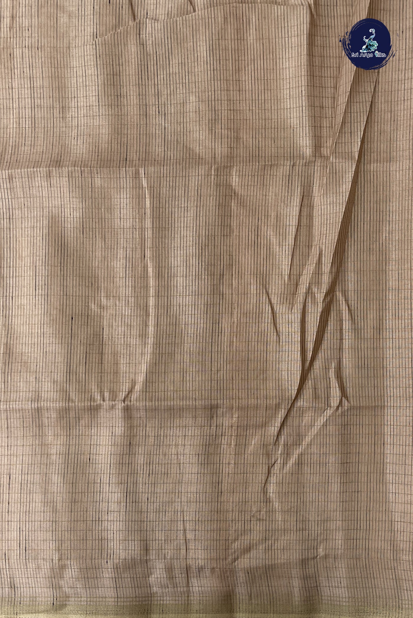 Brown Semi Tussar Saree With Checked Pattern
