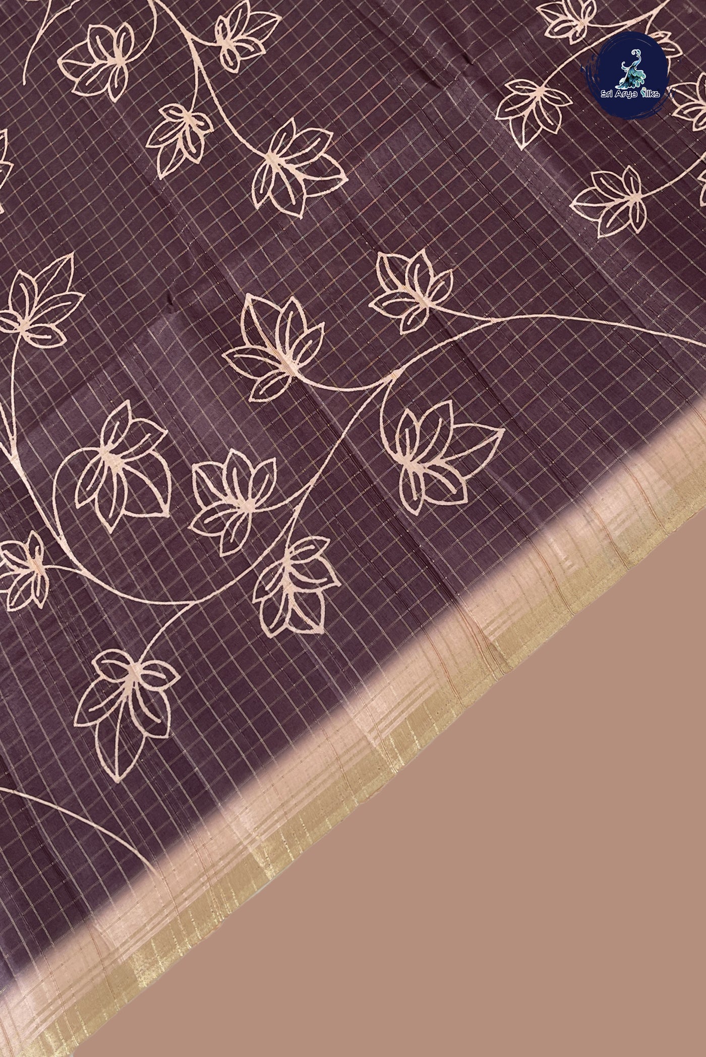 BeetRoot Shade Semi Tussar Saree With Checked Pattern
